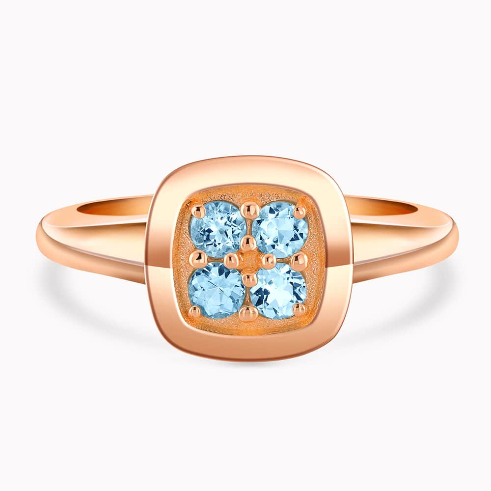 0.24Ct. Aquamarine Gem Stones set in a 14K Rose Gold Ring