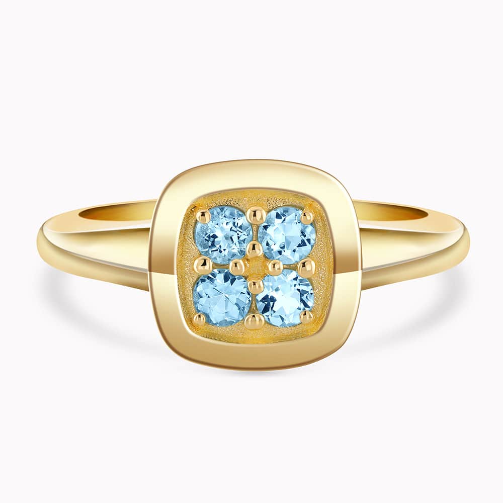 0.24Ct. Aquamarine Gem Stones set in a 14K Yellow Gold Ring