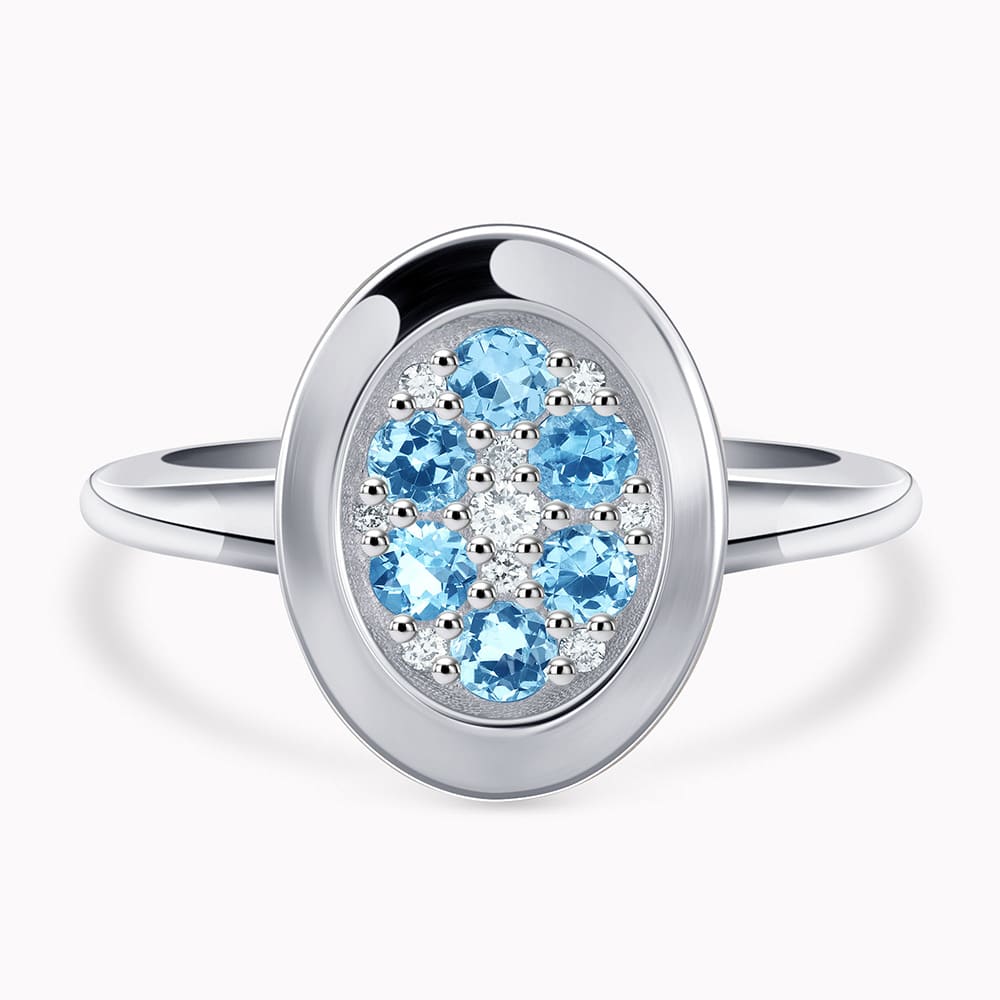 0.36Ct. Aquamarine Gem Stones with 0.07Ct Diamonds set in a