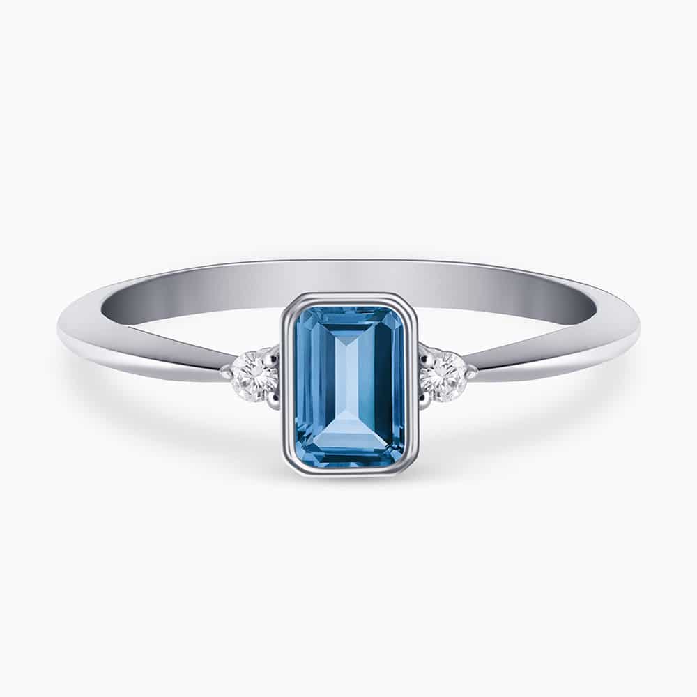 0.50Ct. Blue Topaz Gem Stone with 0.06Ct Diamond set in a