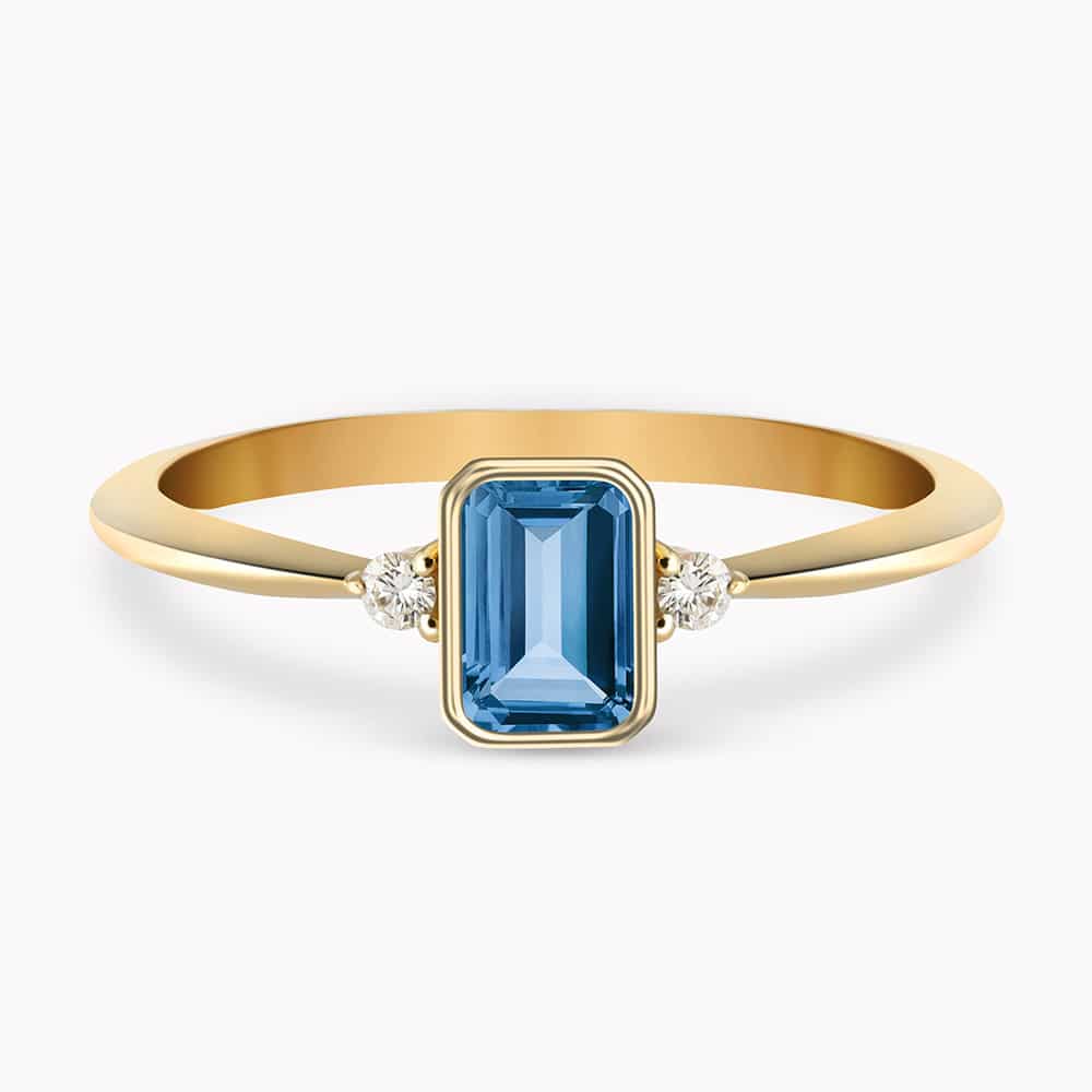0.50Ct. Blue Topaz Gem Stone with 0.06Ct Diamond set in a