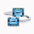 14K White Gold Bypass Ring with two 2.80Ct Total Blue Topaz