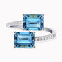 14K White Gold Bypass Ring with two 2.80Ct Total Blue Topaz