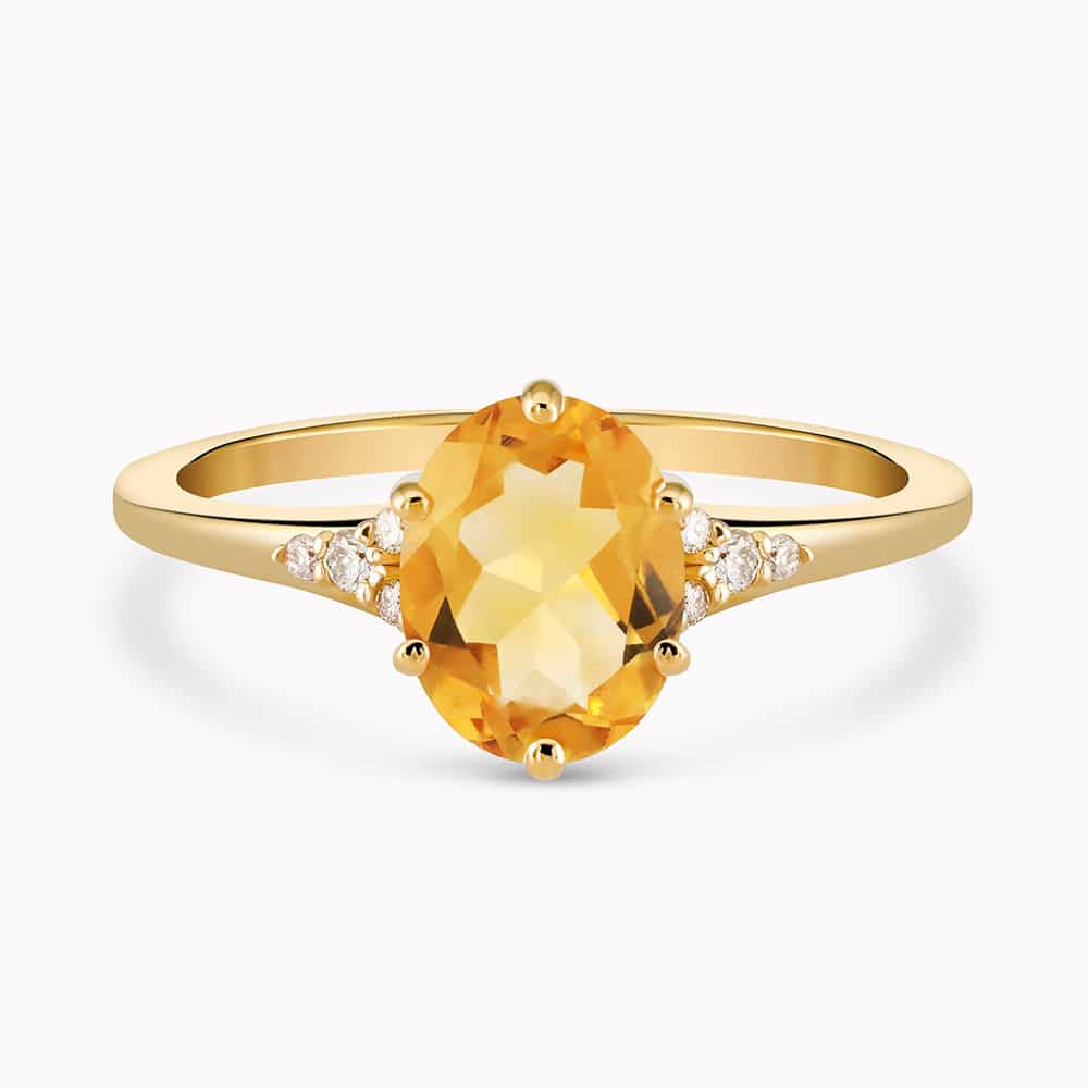 1.00Ct. Citrine Gem Stone with 0.05Ct Diamond set in a 14K