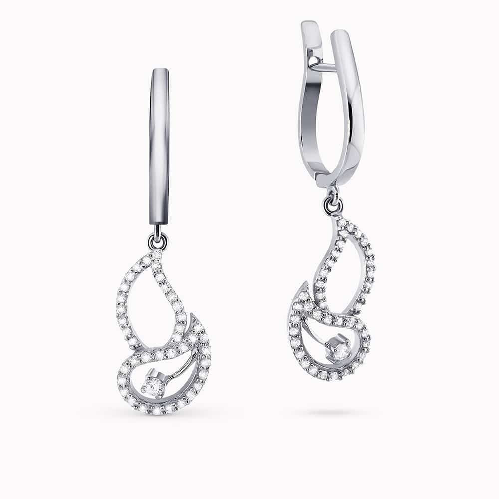 0.58Ct. Diamonds mounted in 14K White Gold Earrings
