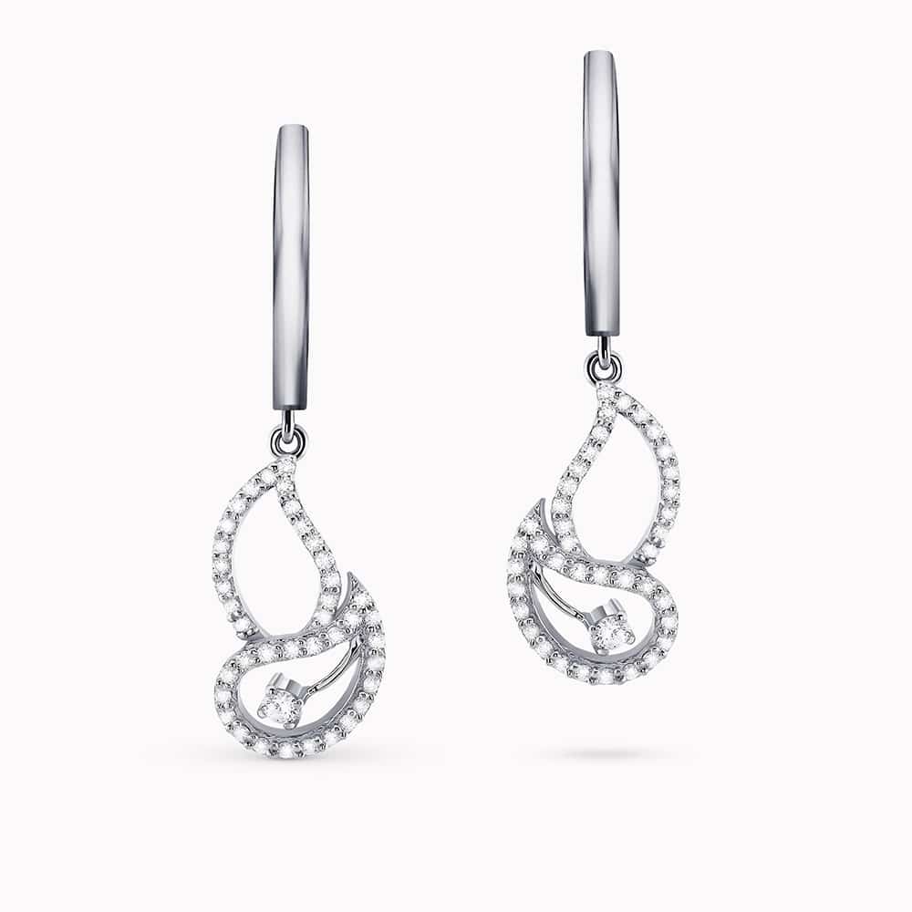 0.58Ct. Diamonds mounted in 14K White Gold Earrings
