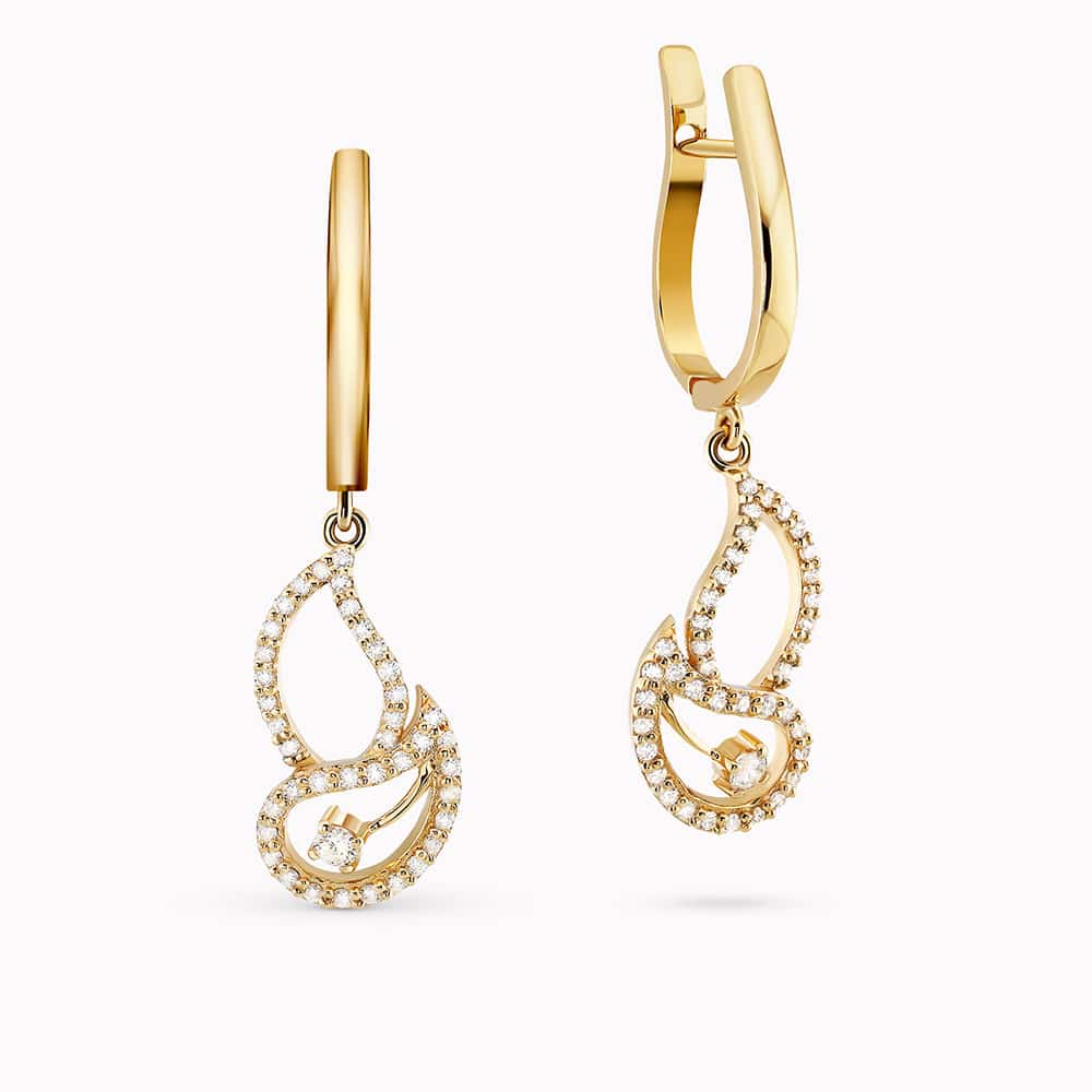 0.58Ct. Diamonds mounted in 14K Yellow Gold Earrings