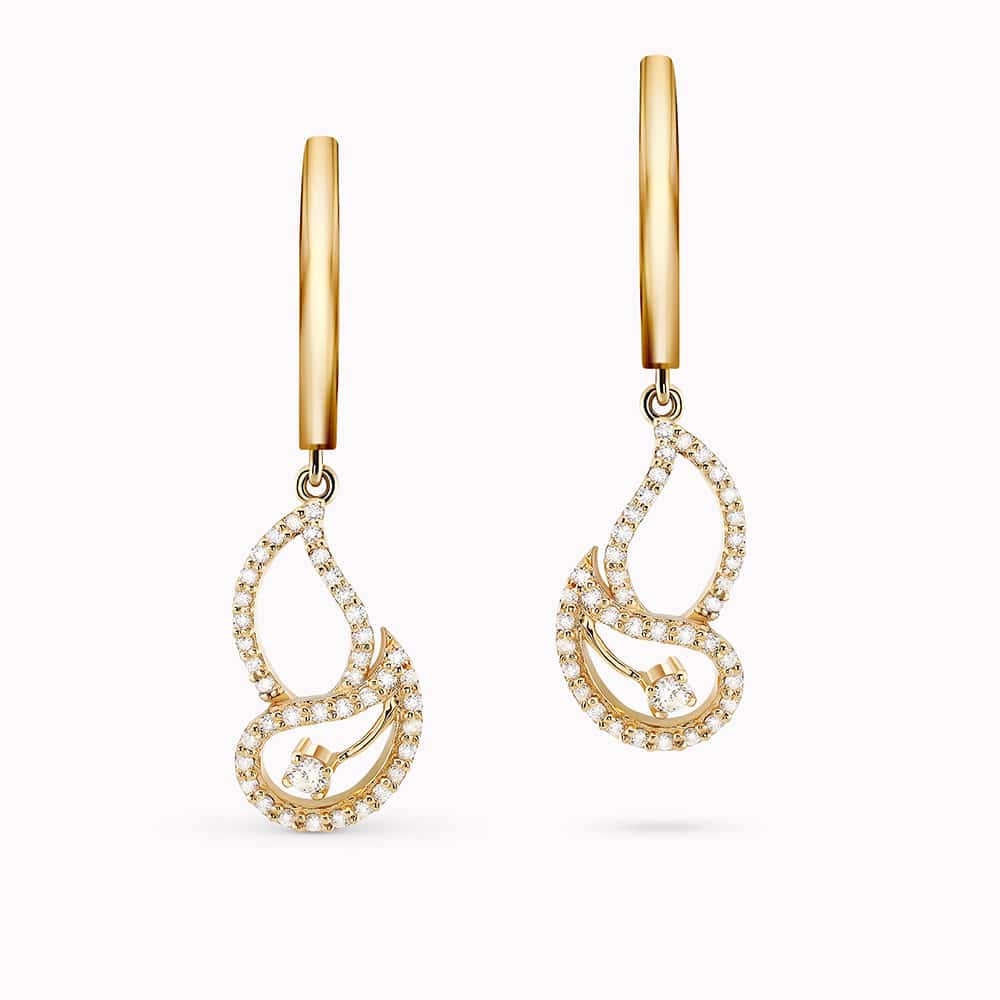 0.58Ct. Diamonds mounted in 14K Yellow Gold Earrings