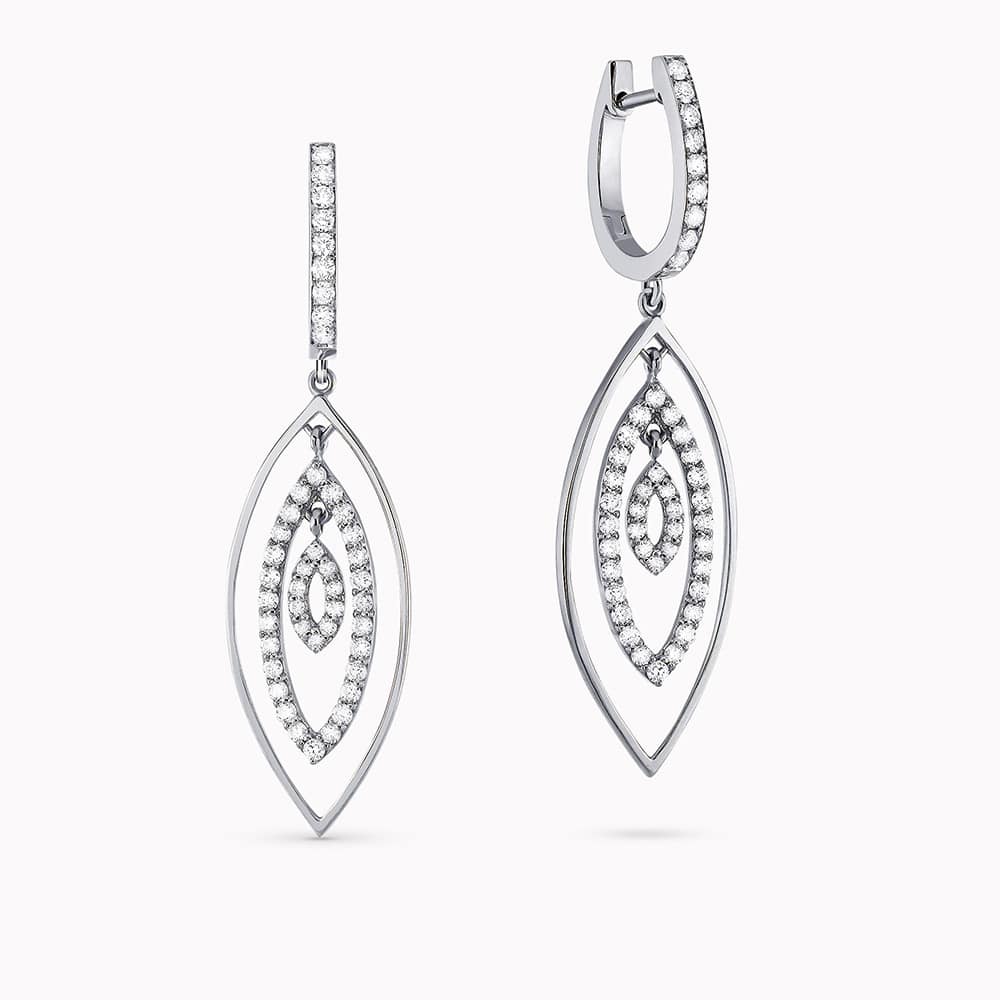 1.13Ct. Diamonds mounted in 14K White Gold Earrings