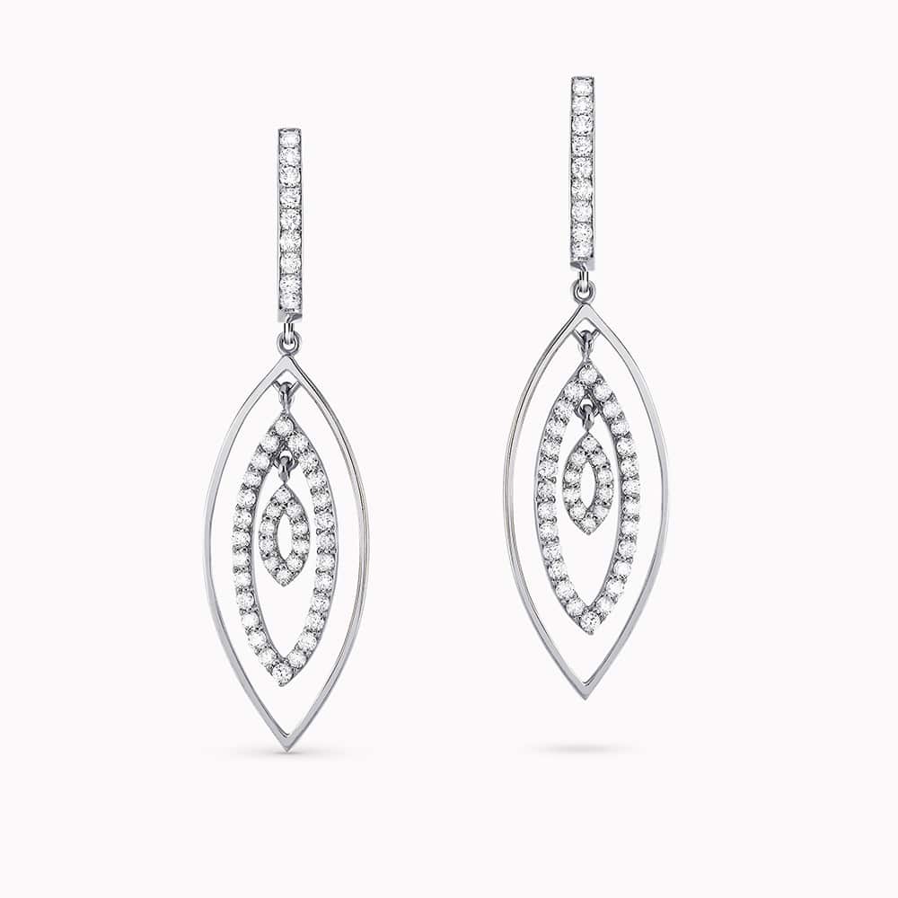 1.13Ct. Diamonds mounted in 14K White Gold Earrings