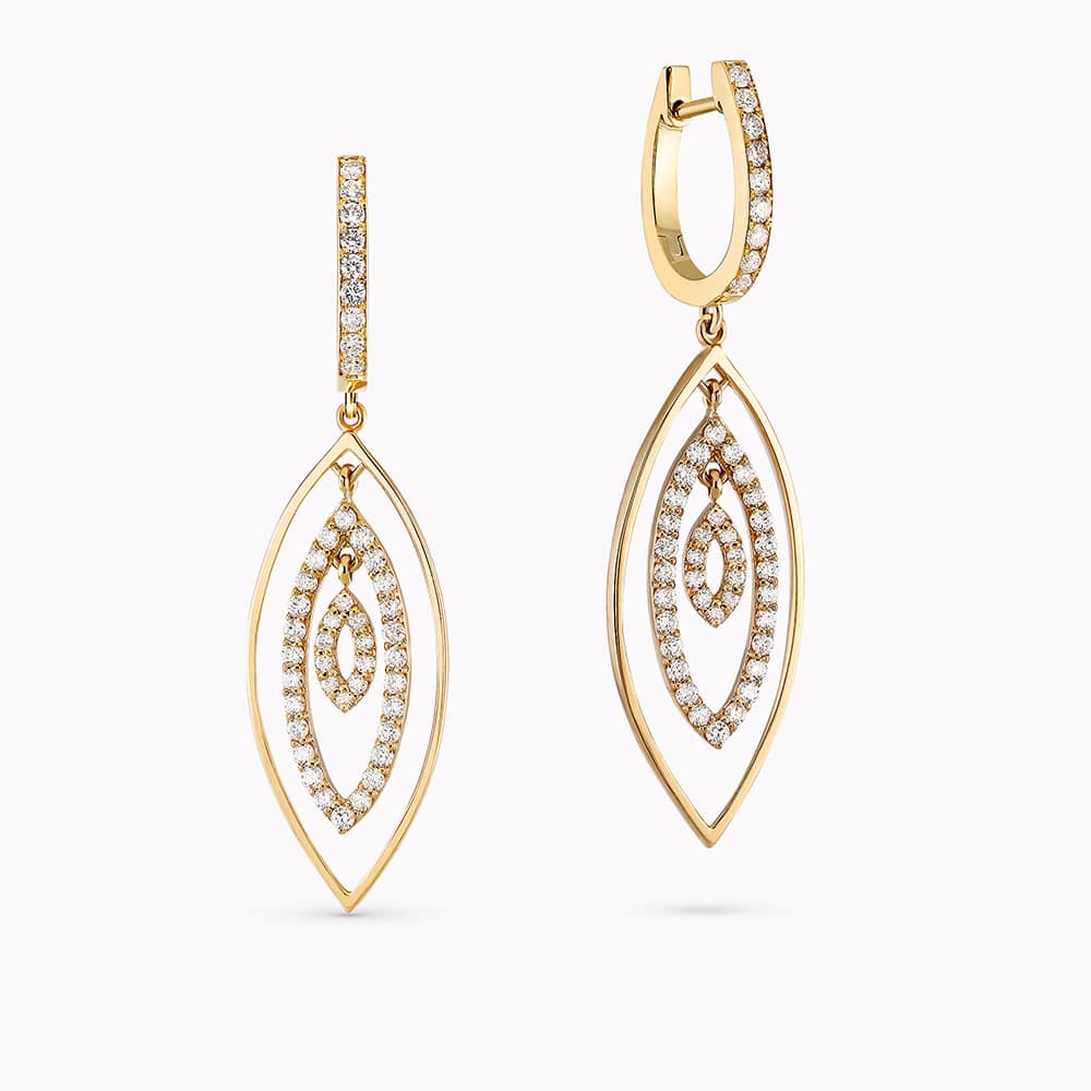 1.13Ct. Diamonds mounted in 14K Yellow Gold Earrings