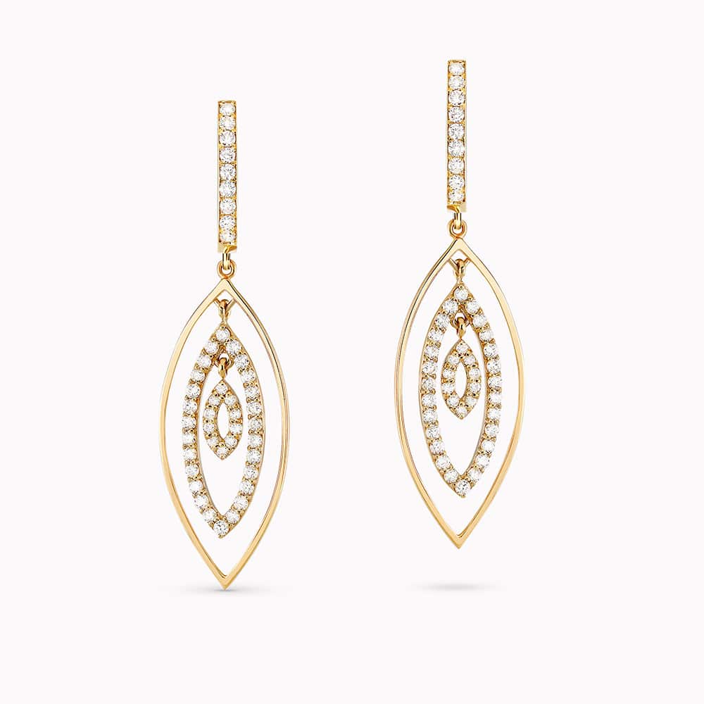 1.13Ct. Diamonds mounted in 14K Yellow Gold Earrings