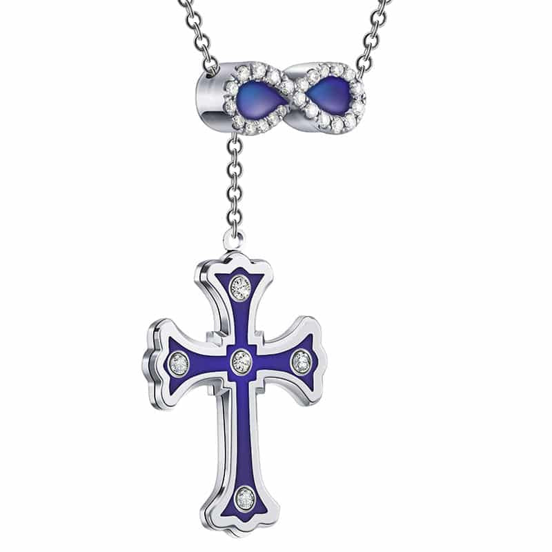 Infinity Cross Diamond Necklace- Blue