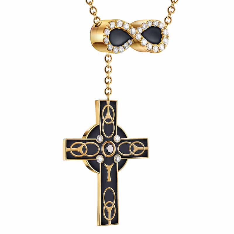 Infinity Cross Diamond Necklace- Black