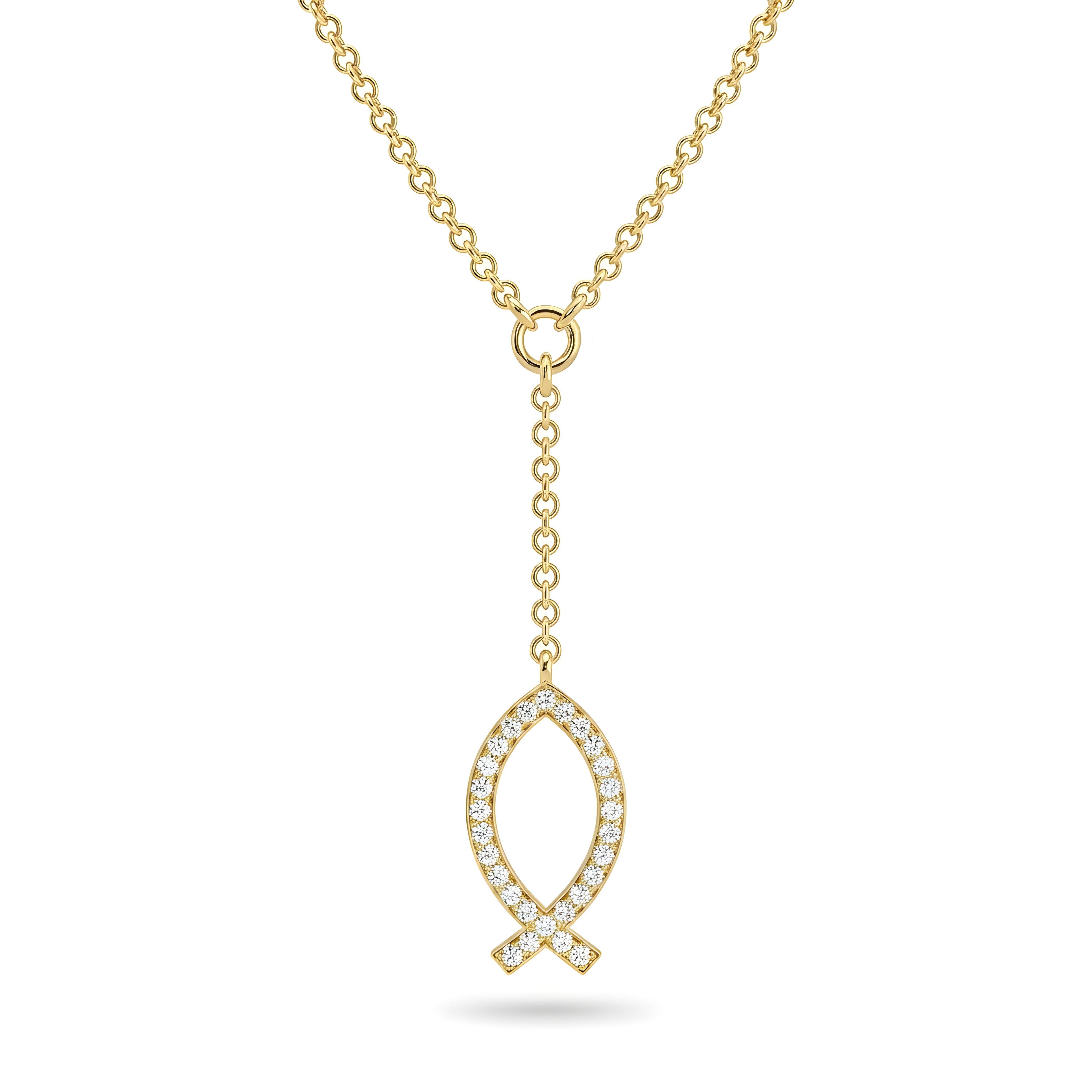 Diamond Drop Fish Necklace