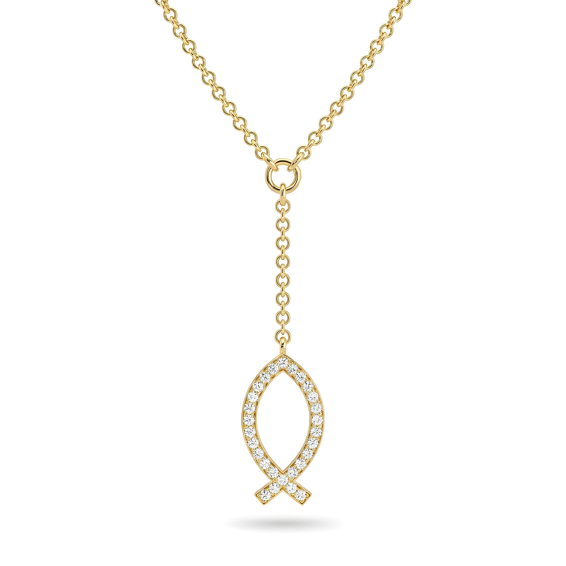 Diamond Drop Fish Necklace