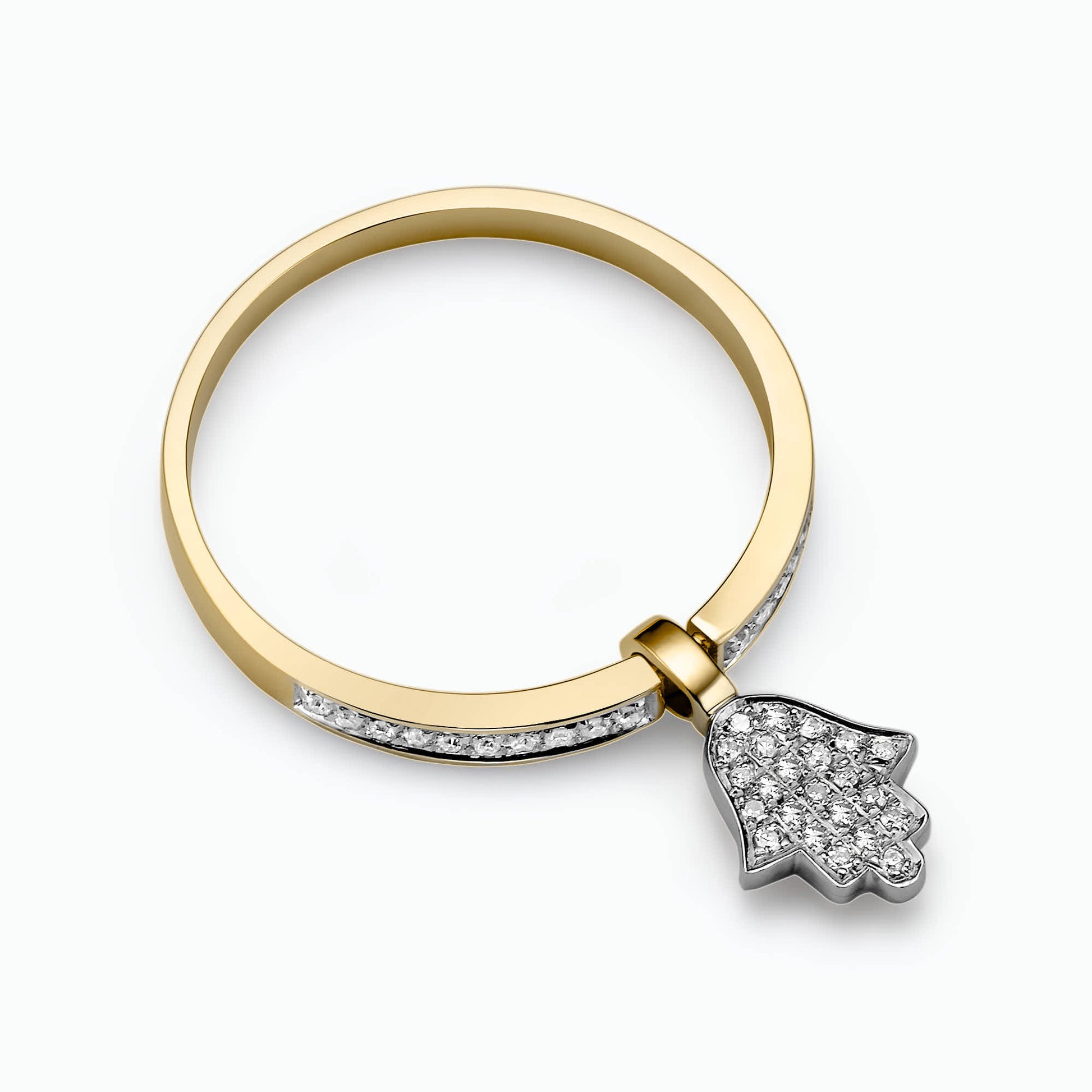 0.16Ct. Diamonds in a 14K Yellow Gold "Hamsa" Ring