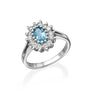 0.92Ct. Blue Topaz Gem Stone with 0.59Ct Diamond Halo set