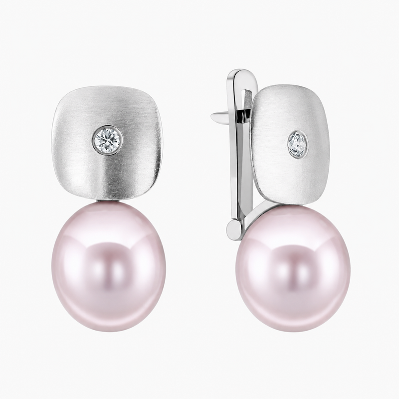 Diamond and Pearl Earrings