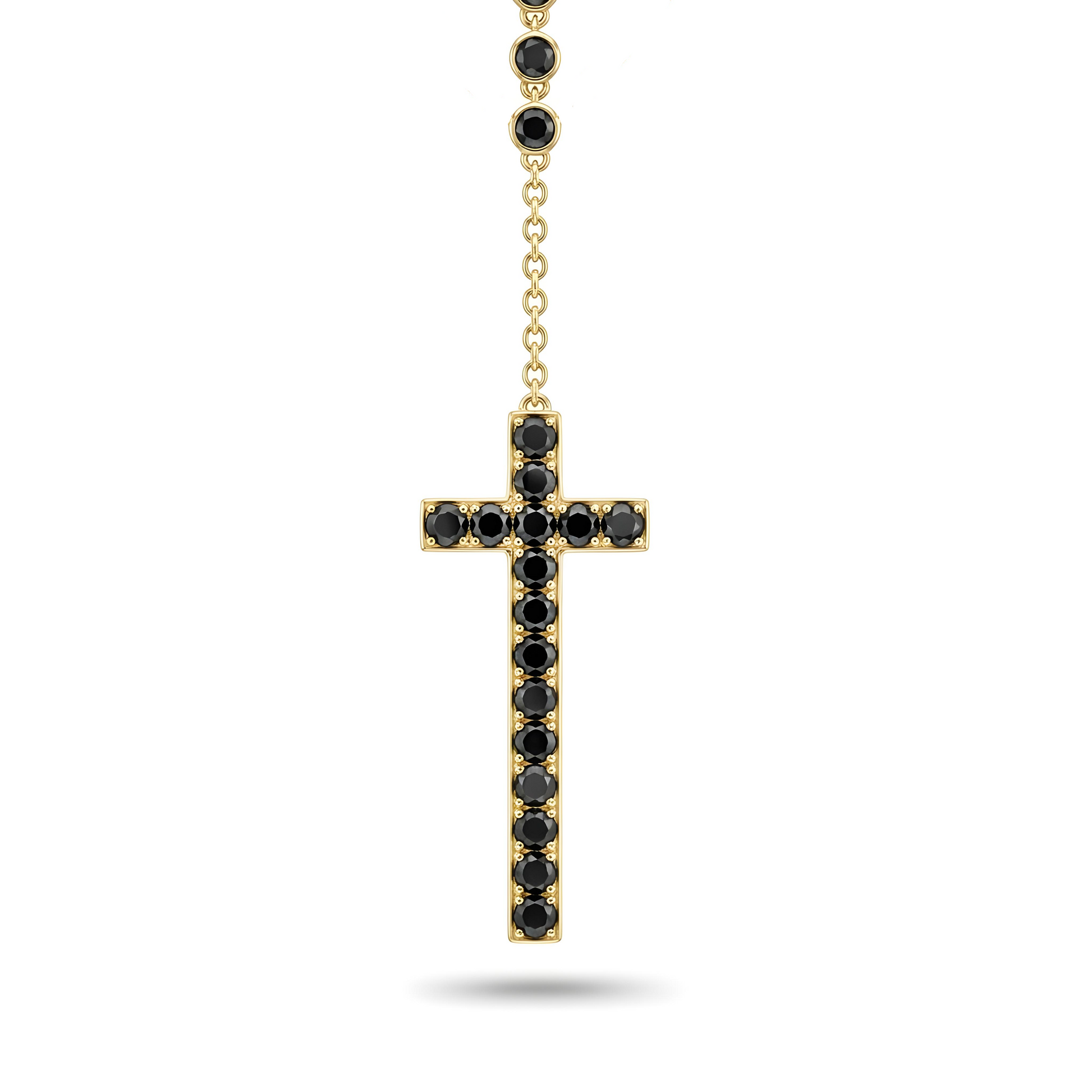 Black Diamond Drop Cross Necklace