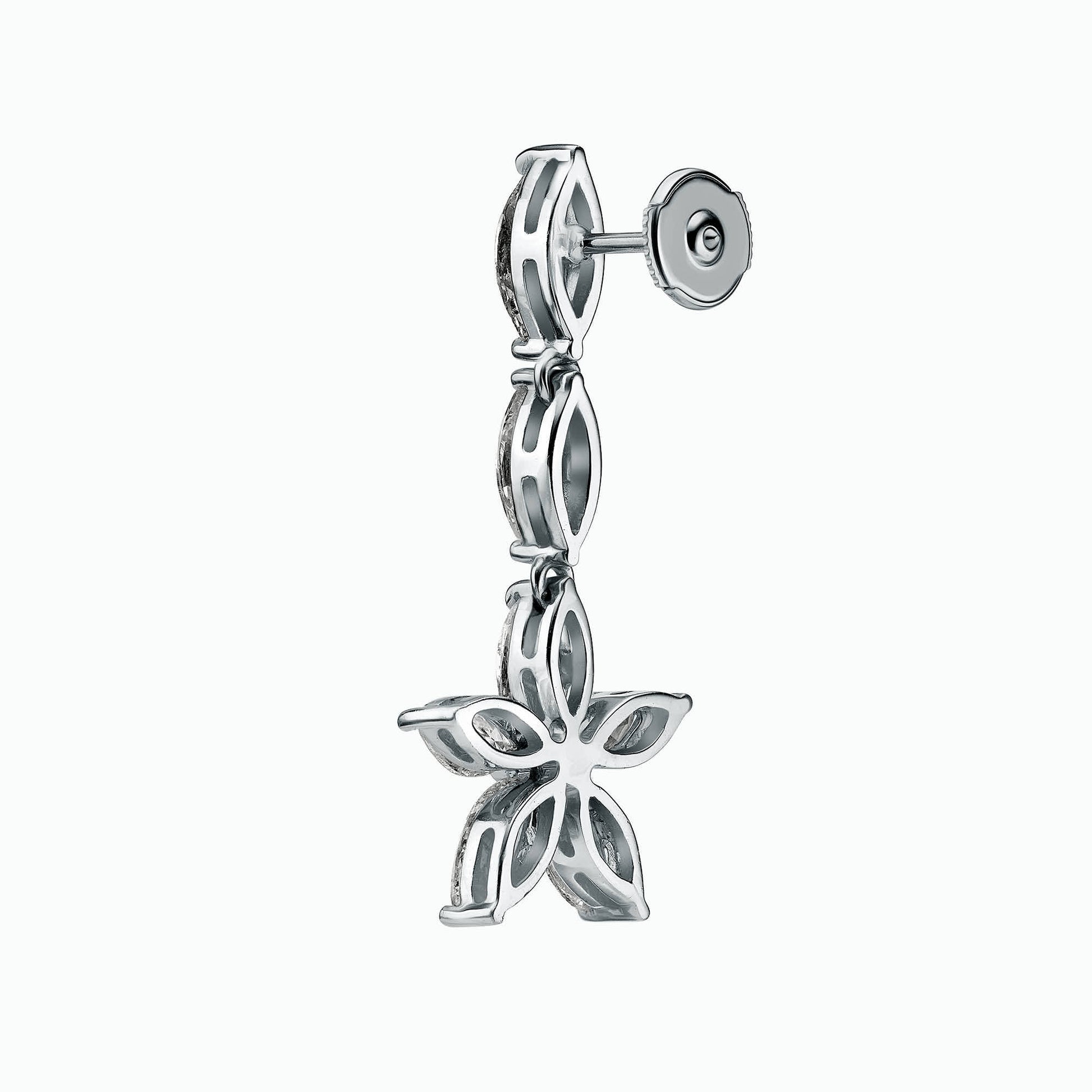 18K White Gold Flower shaped Earrings with 6.79Ct. Marquise