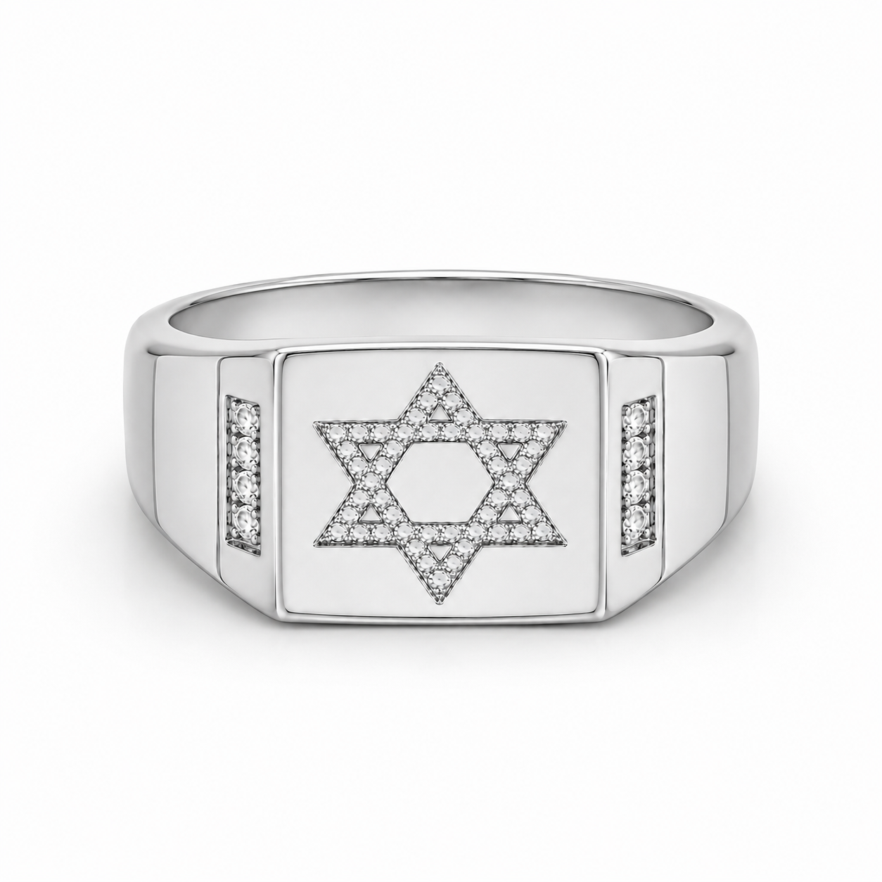 David Star Diamond Signet Ring for Men