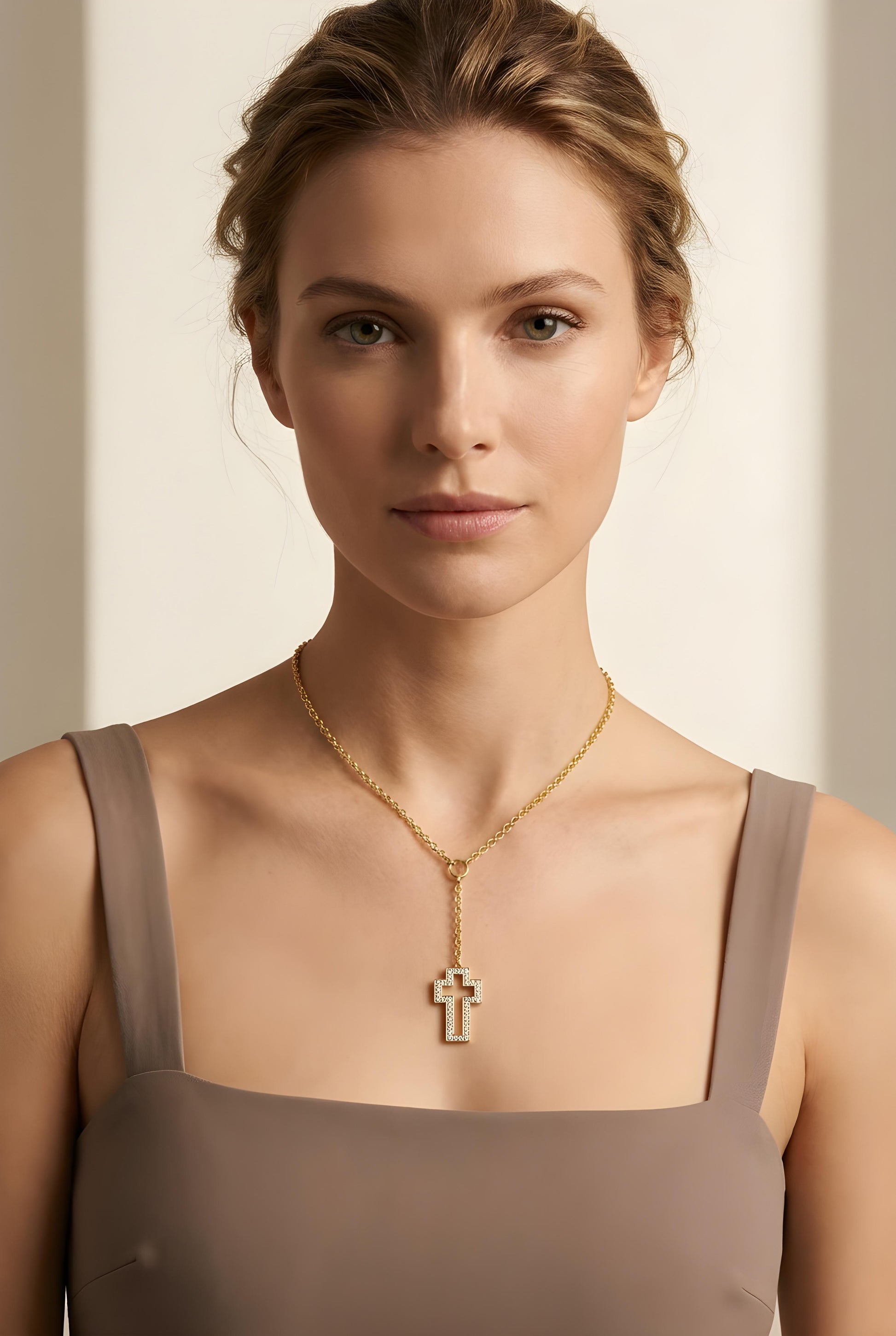 Diamond Drop Cross Necklace