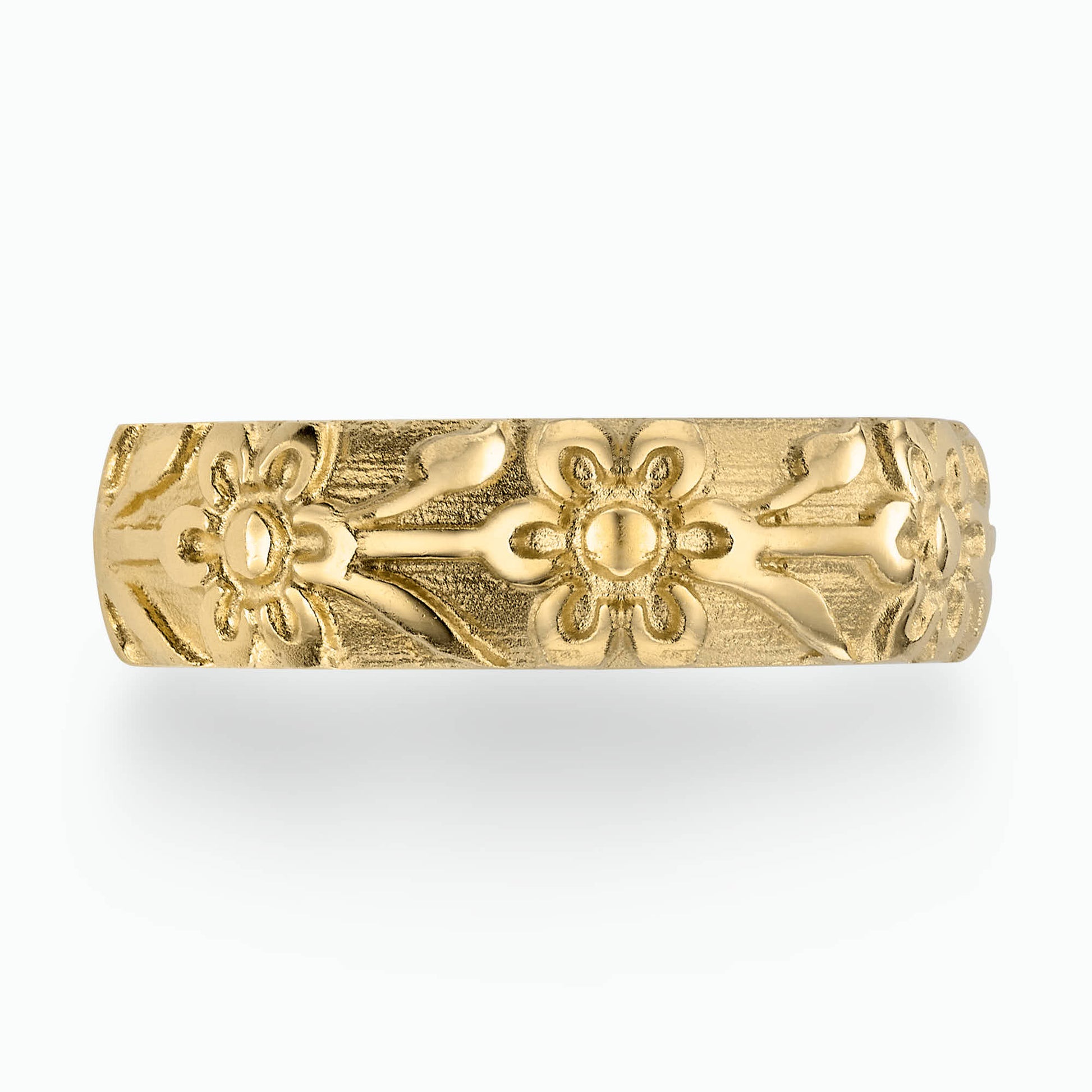 14K Gold Engraved wedding Band