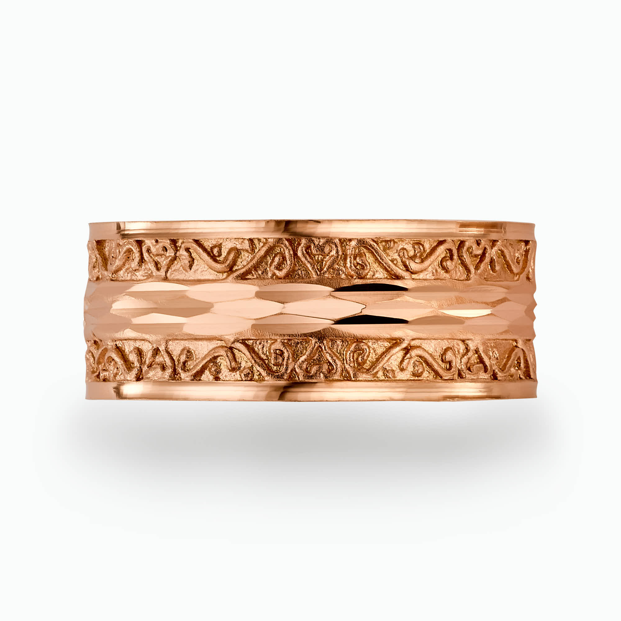 14K Gold Engraved wedding Band