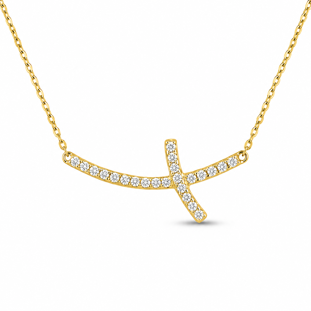 Diamond Cross Bar Necklace