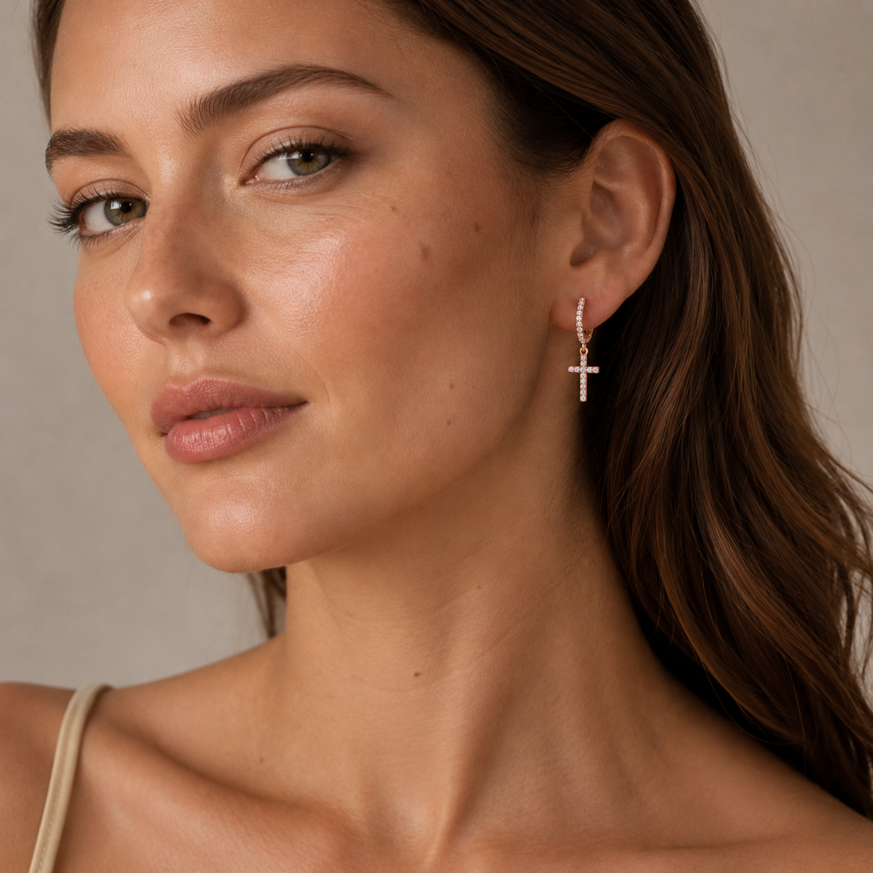 Diamond Cross Hoop Earrings