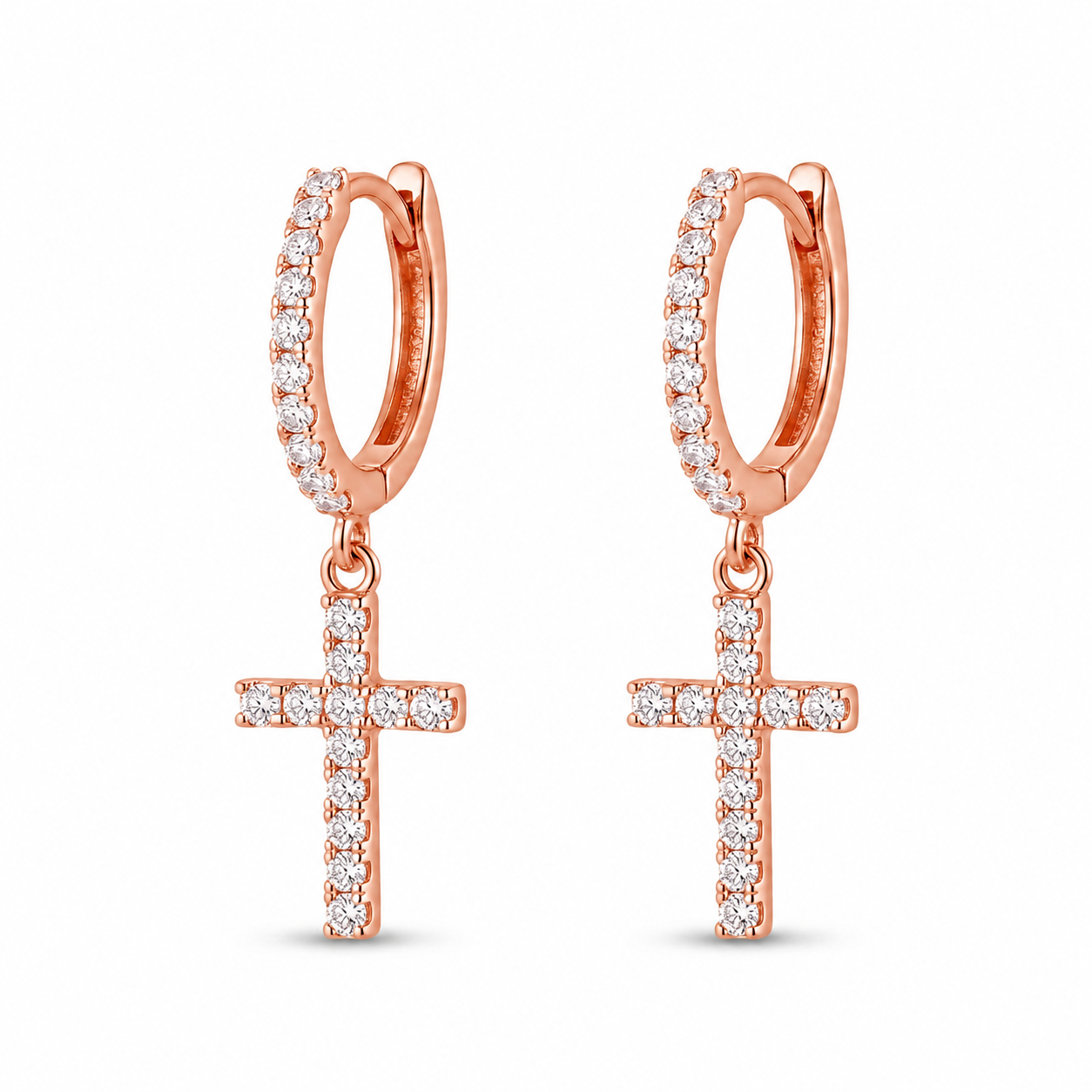 Diamond Cross Hoop Earrings