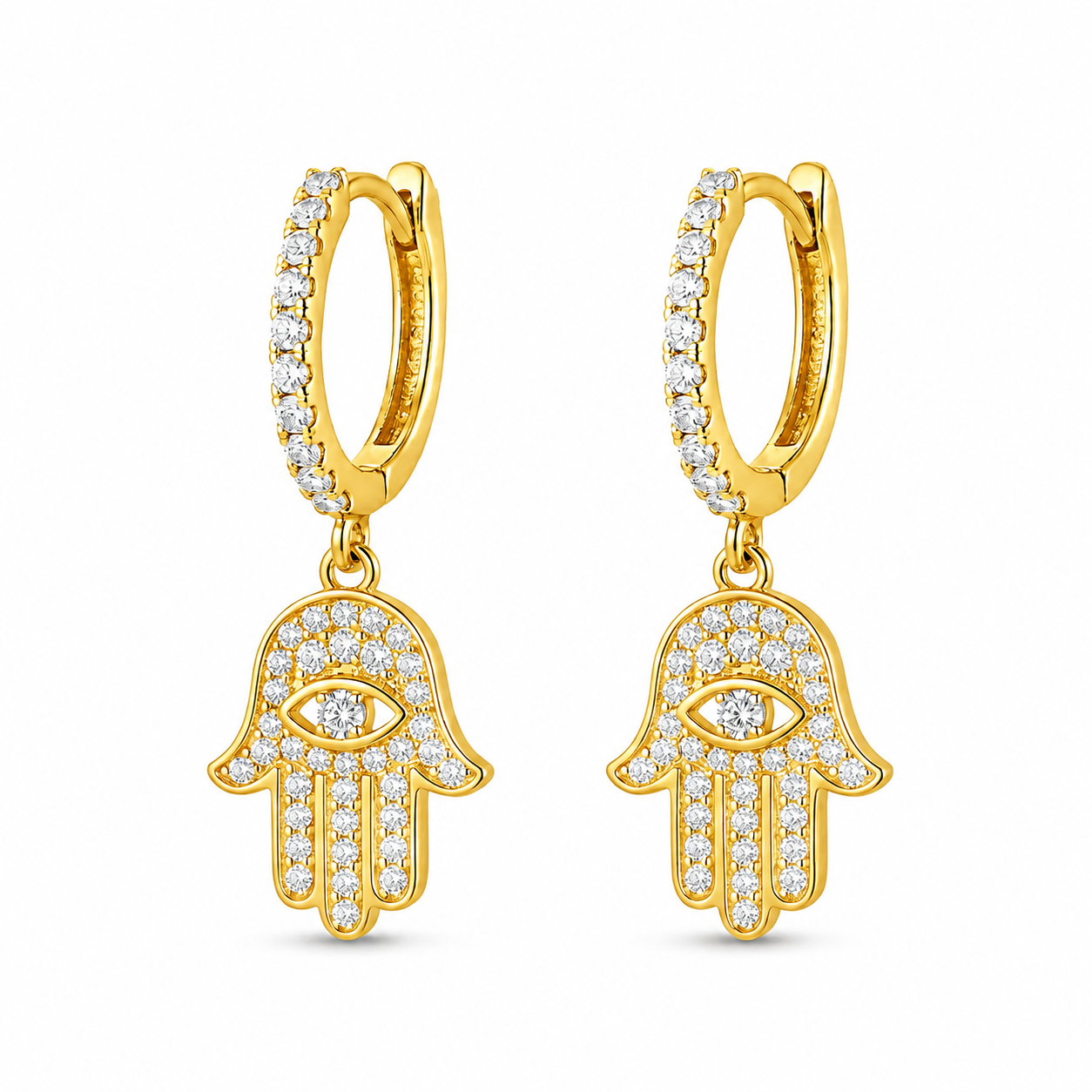 Diamond "Hamsa" Hoop Earrings