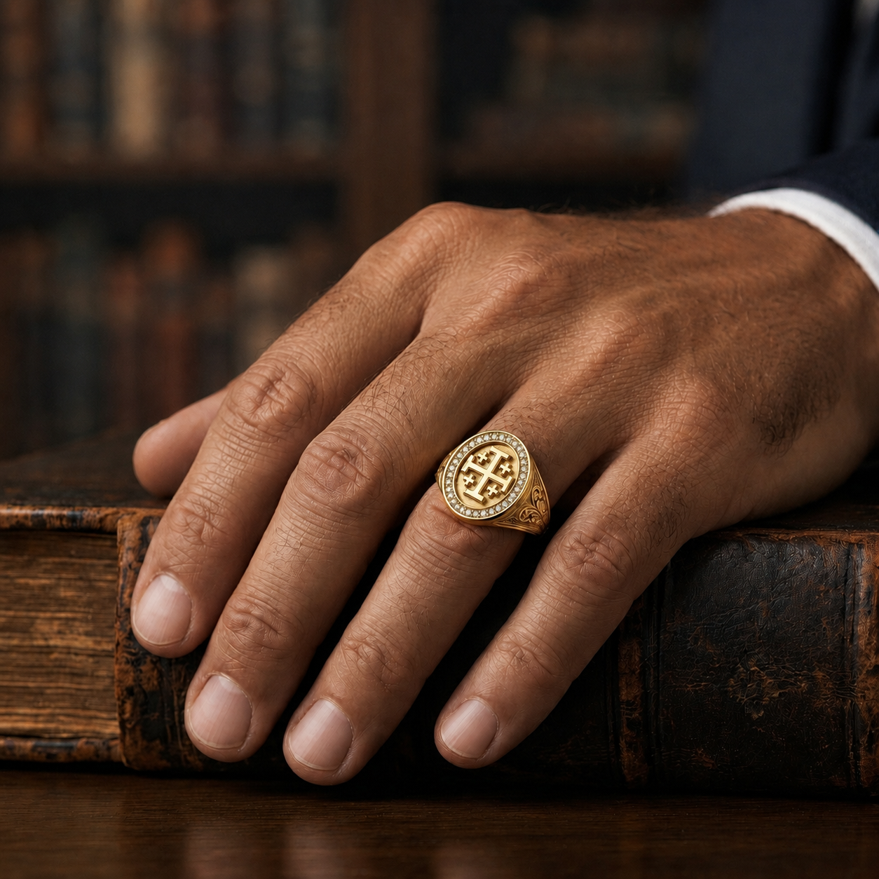 Diamond Jerusalem Cross Ring