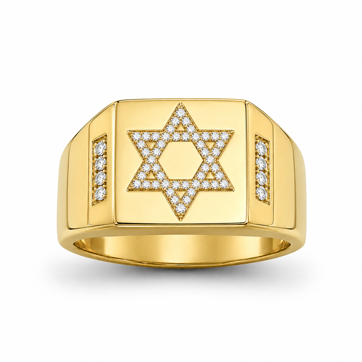 David Star Diamond Signet Ring for Men