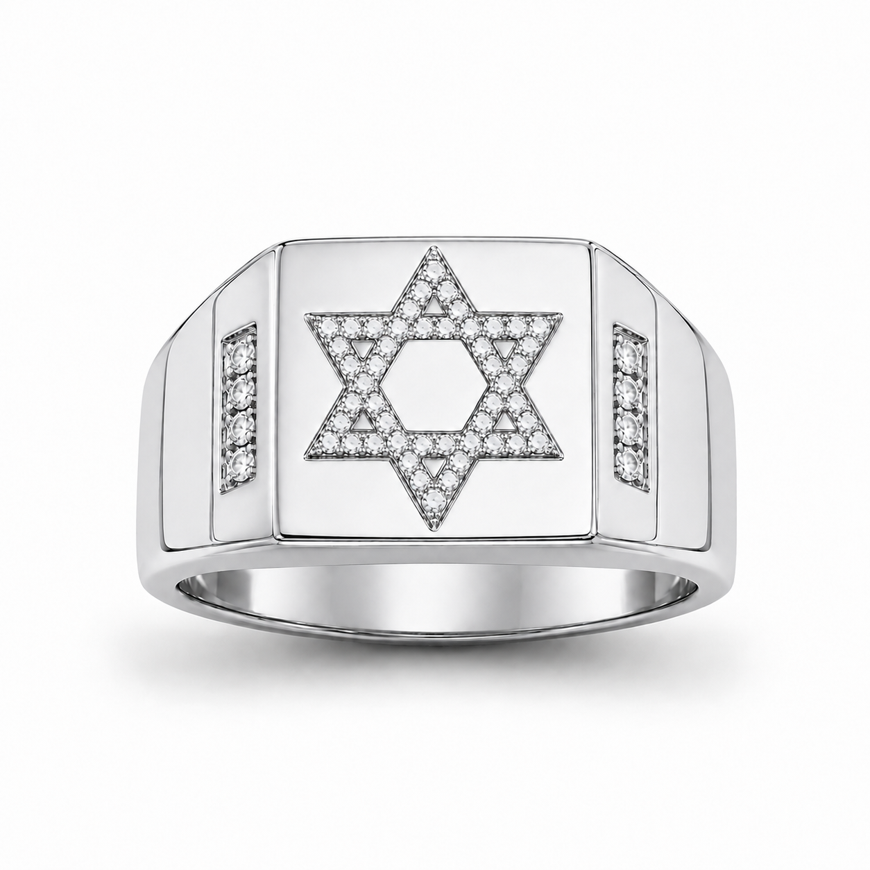 David Star Diamond Signet Ring for Men
