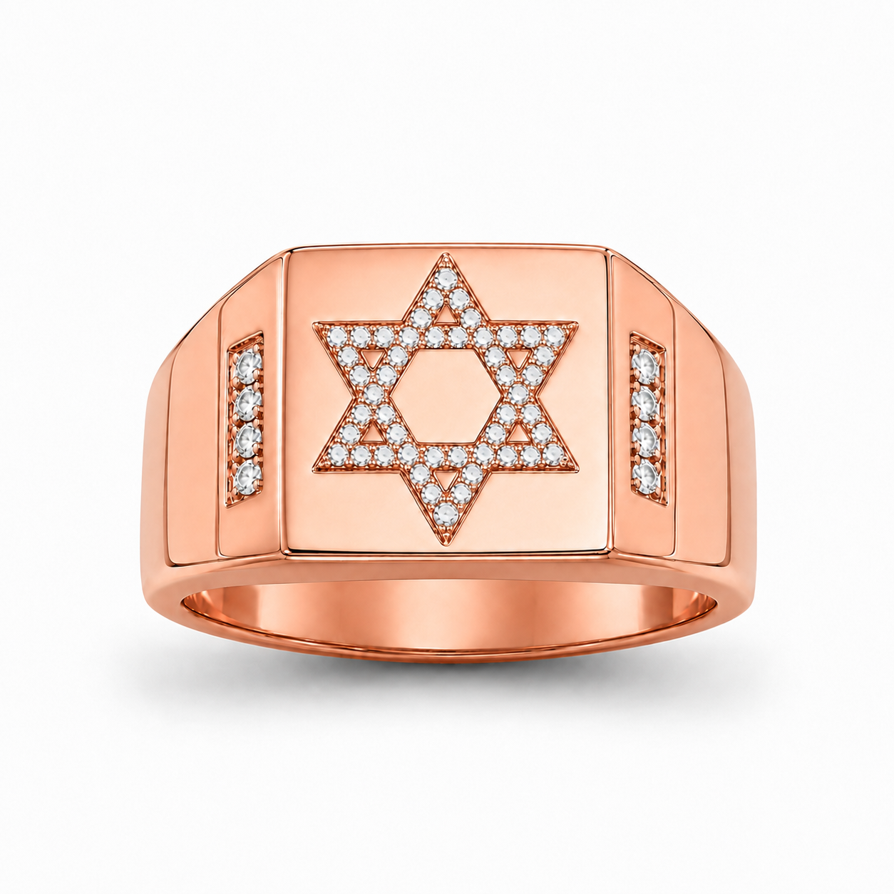 David Star Diamond Signet Ring for Men