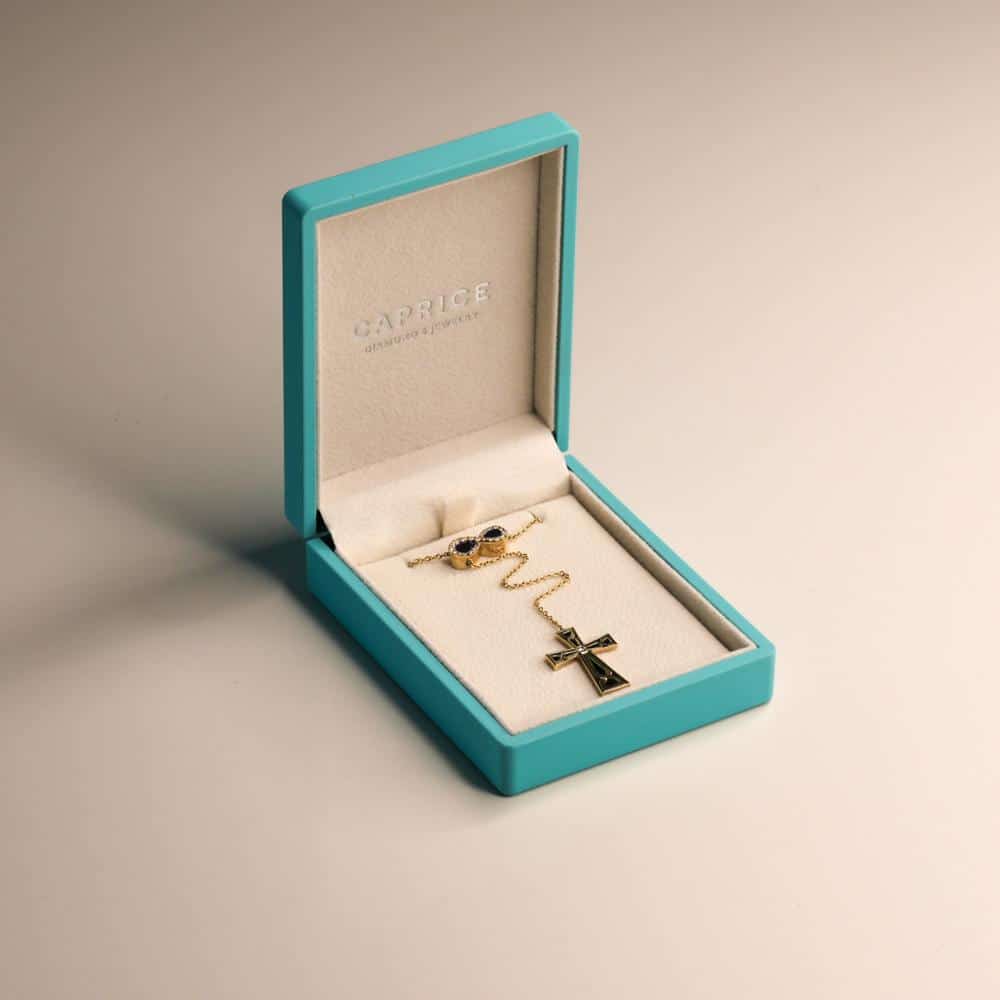 Infinity Cross Diamond Necklace- Black