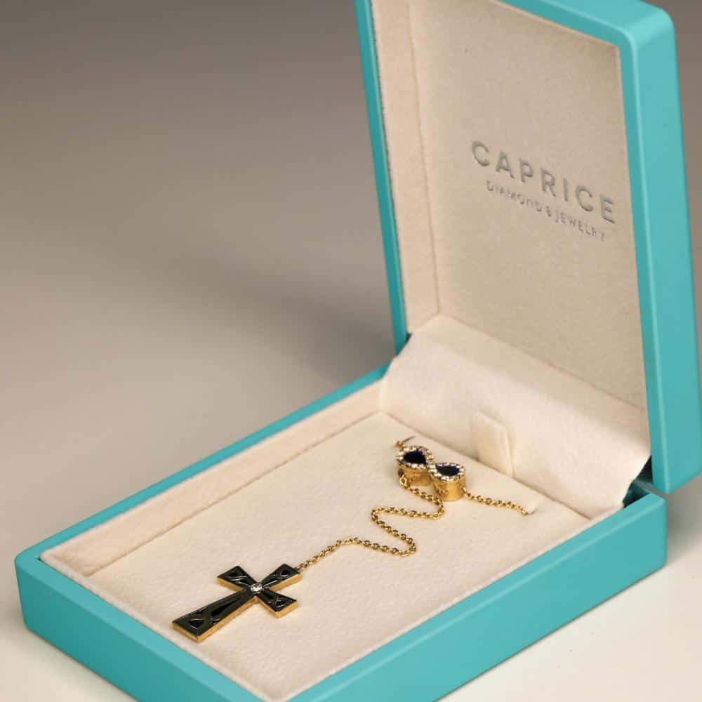 Infinity Cross Diamond Necklace- Black