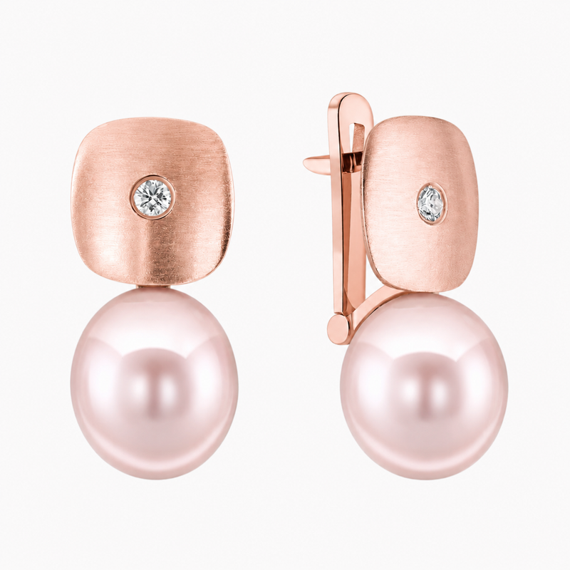 Diamond and Pearl Earrings