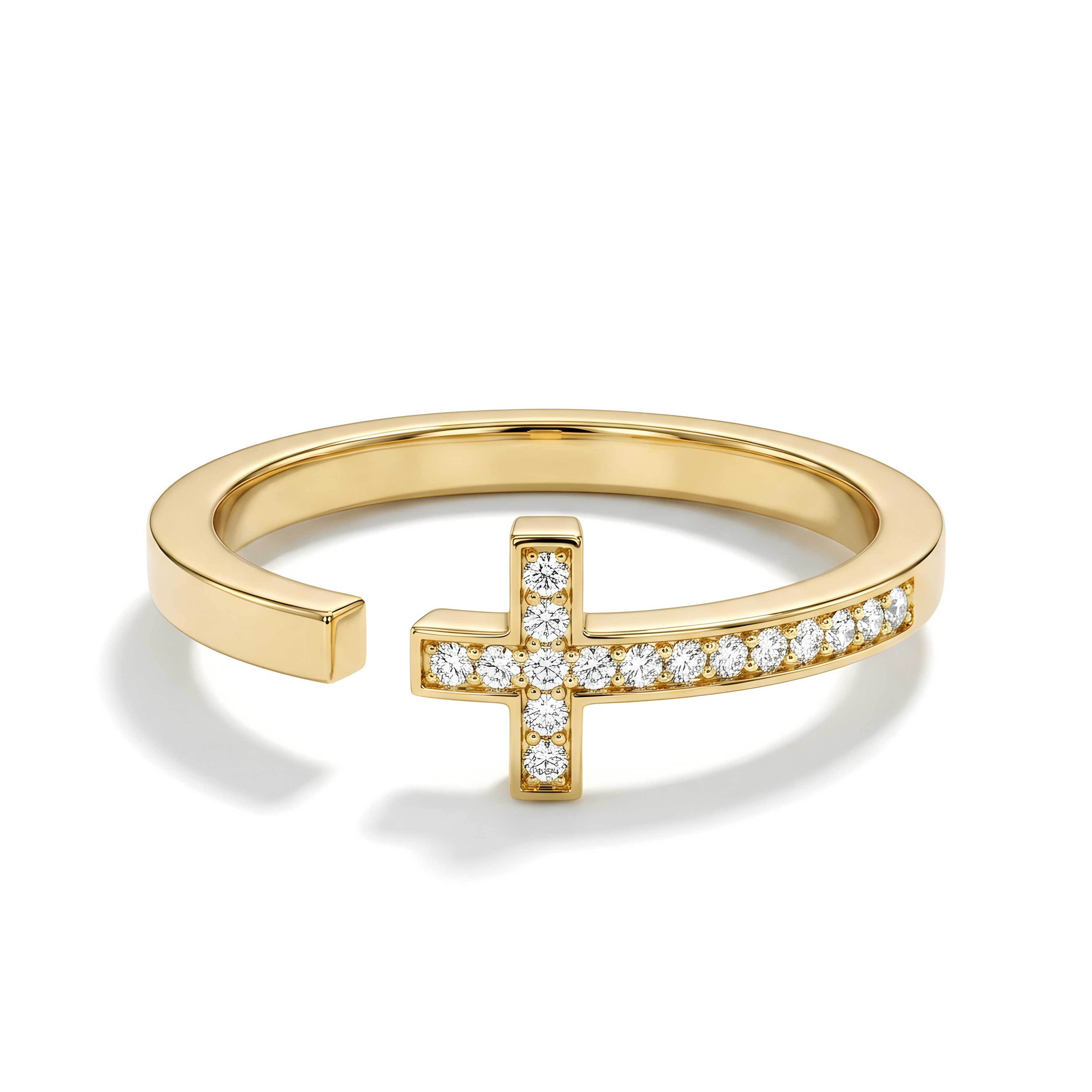 Open cross Diamond Ring