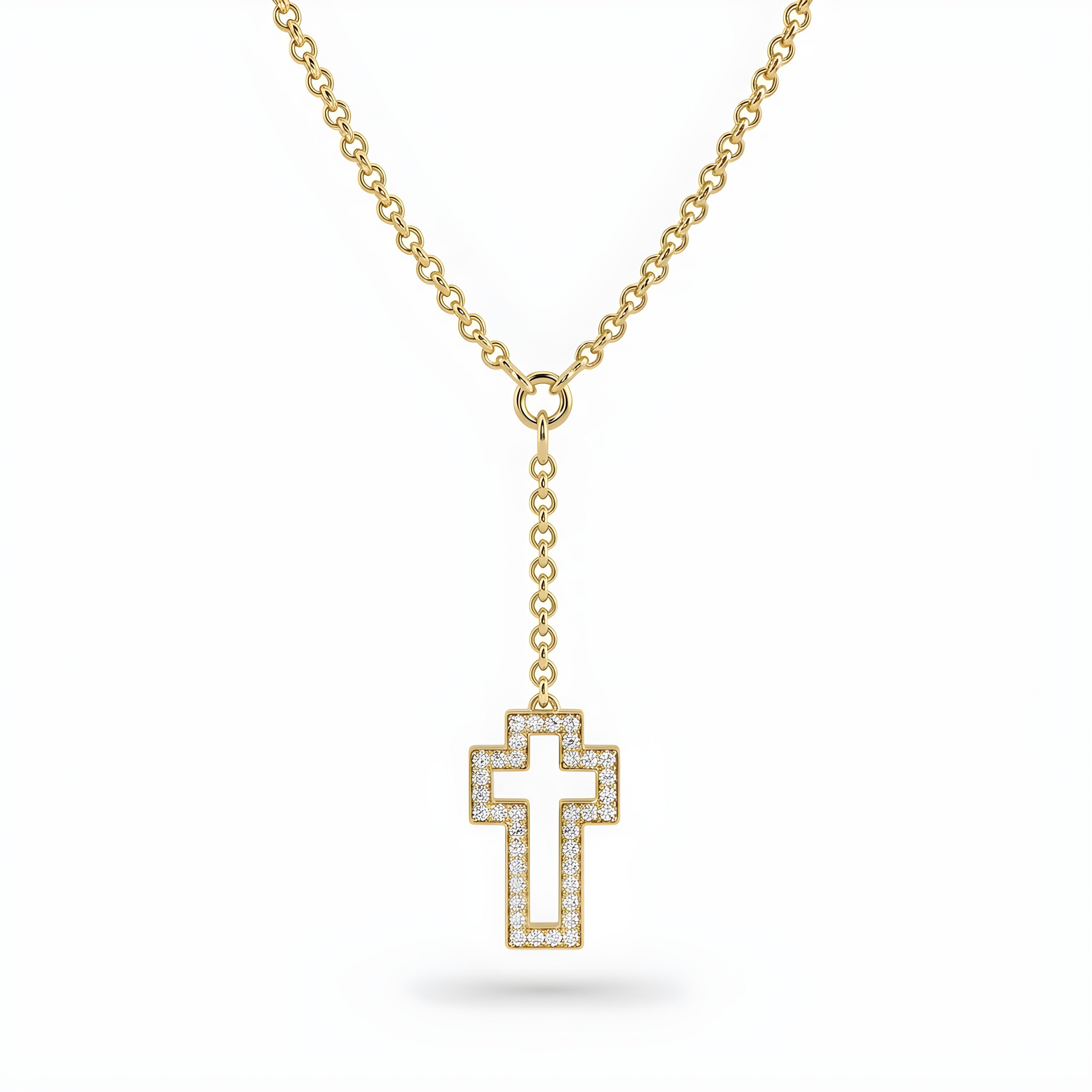 Diamond Drop Cross Necklace