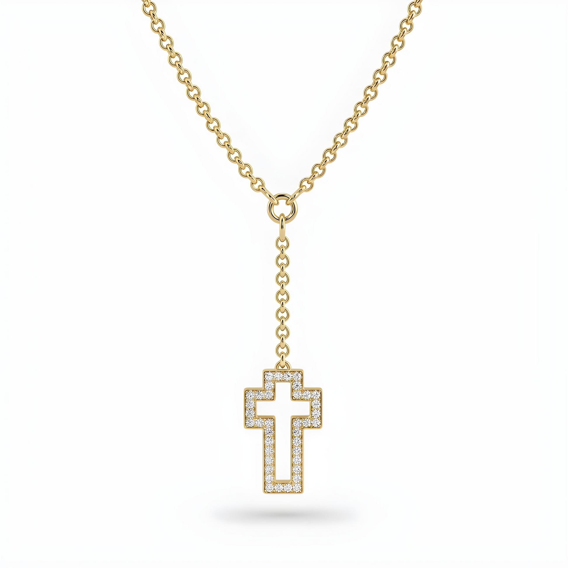 Diamond Drop Cross Necklace