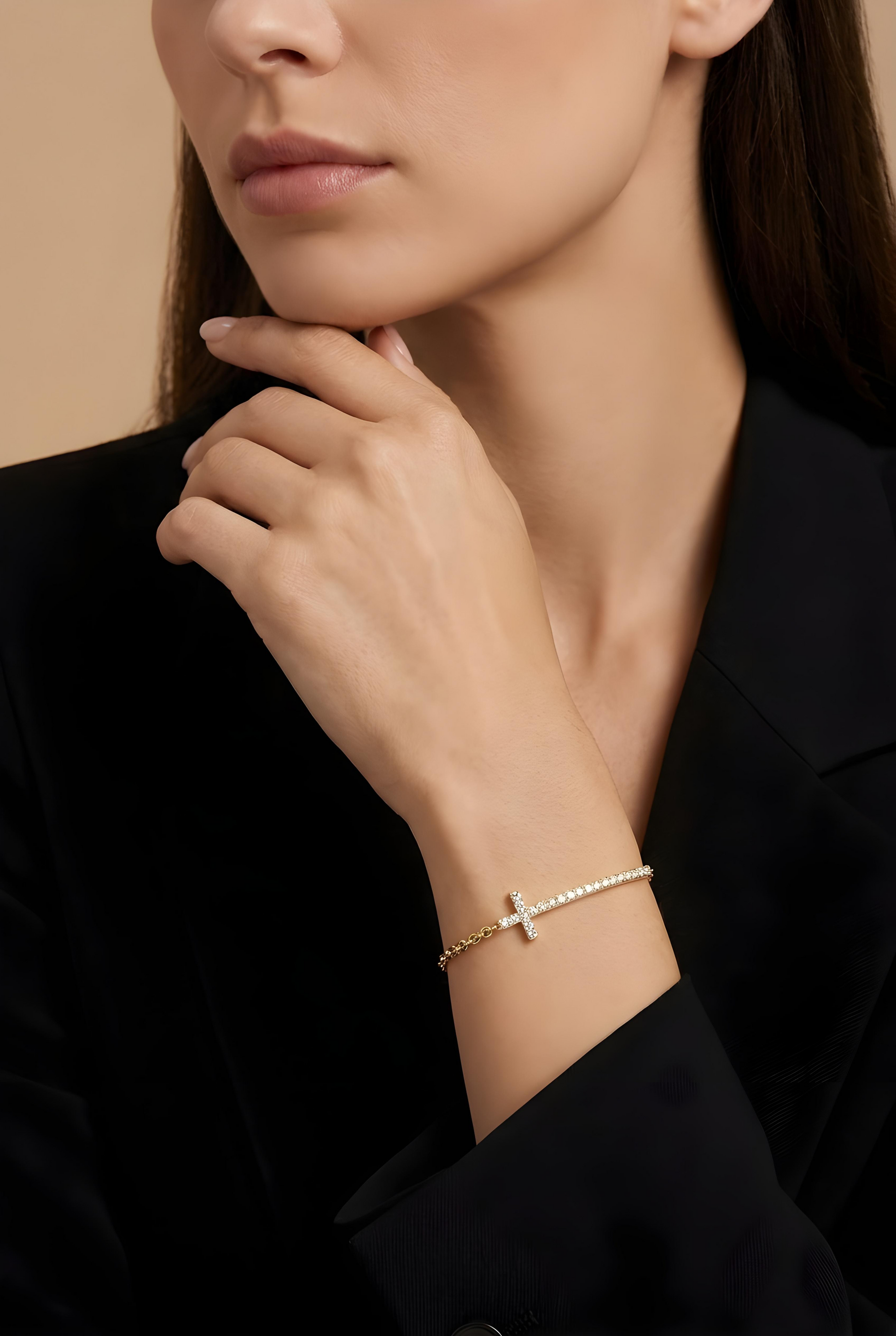 Diamond Cross Bar Bracelet