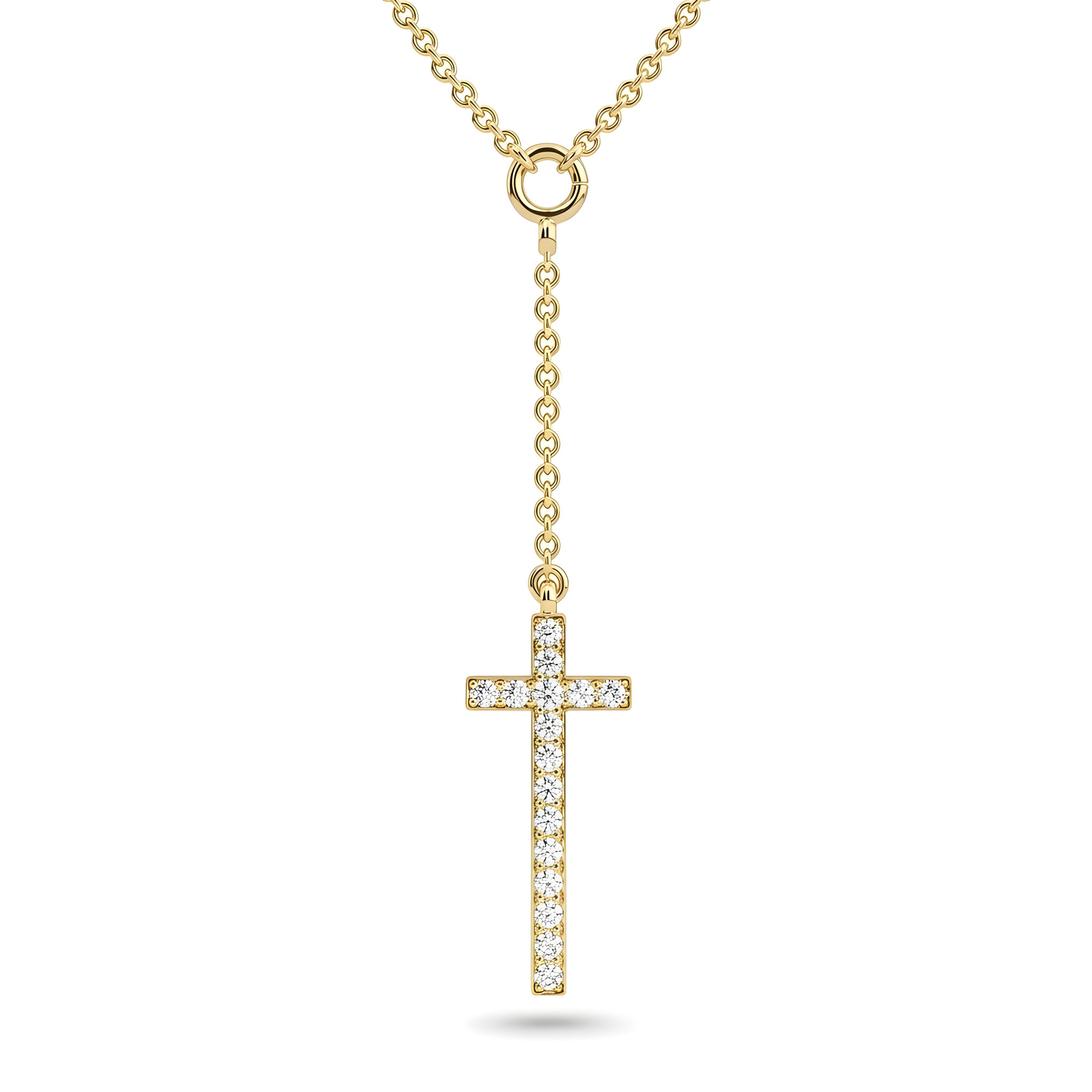 Diamond Drop Cross Necklace