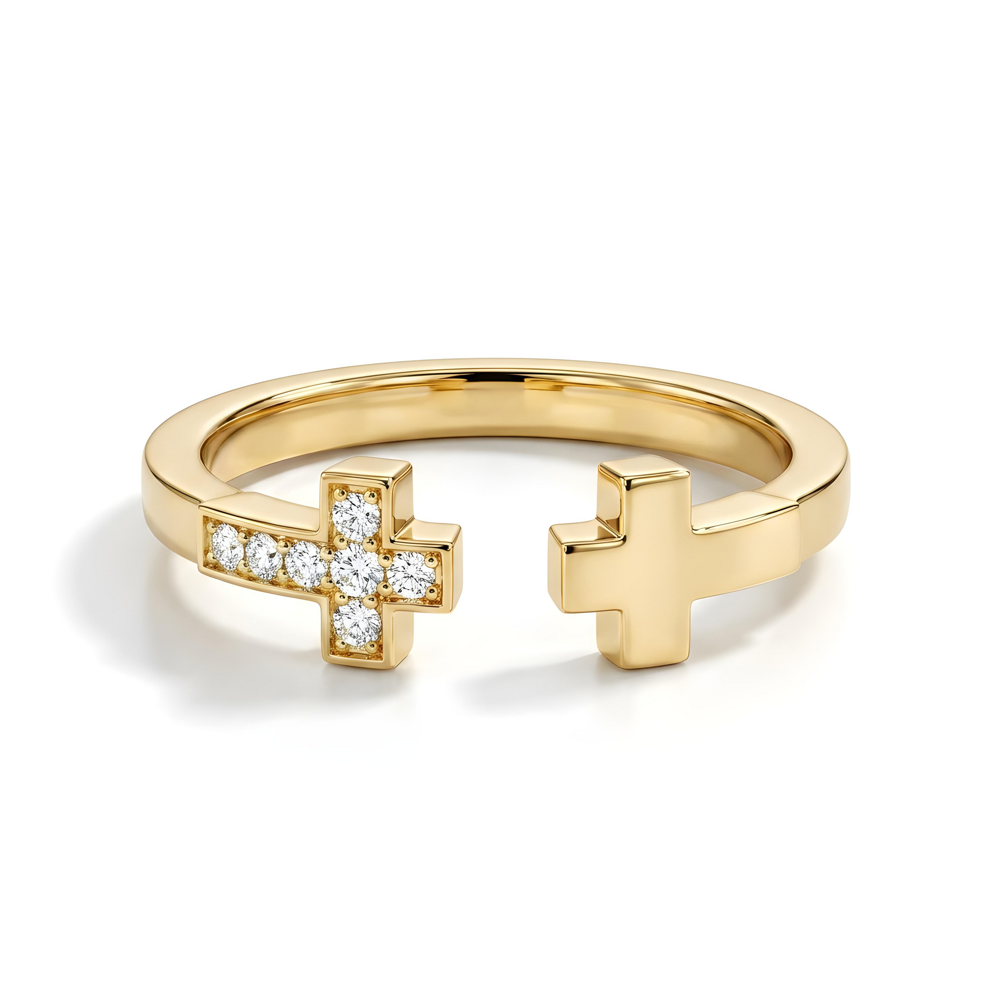 Two crosses Diamond Ring