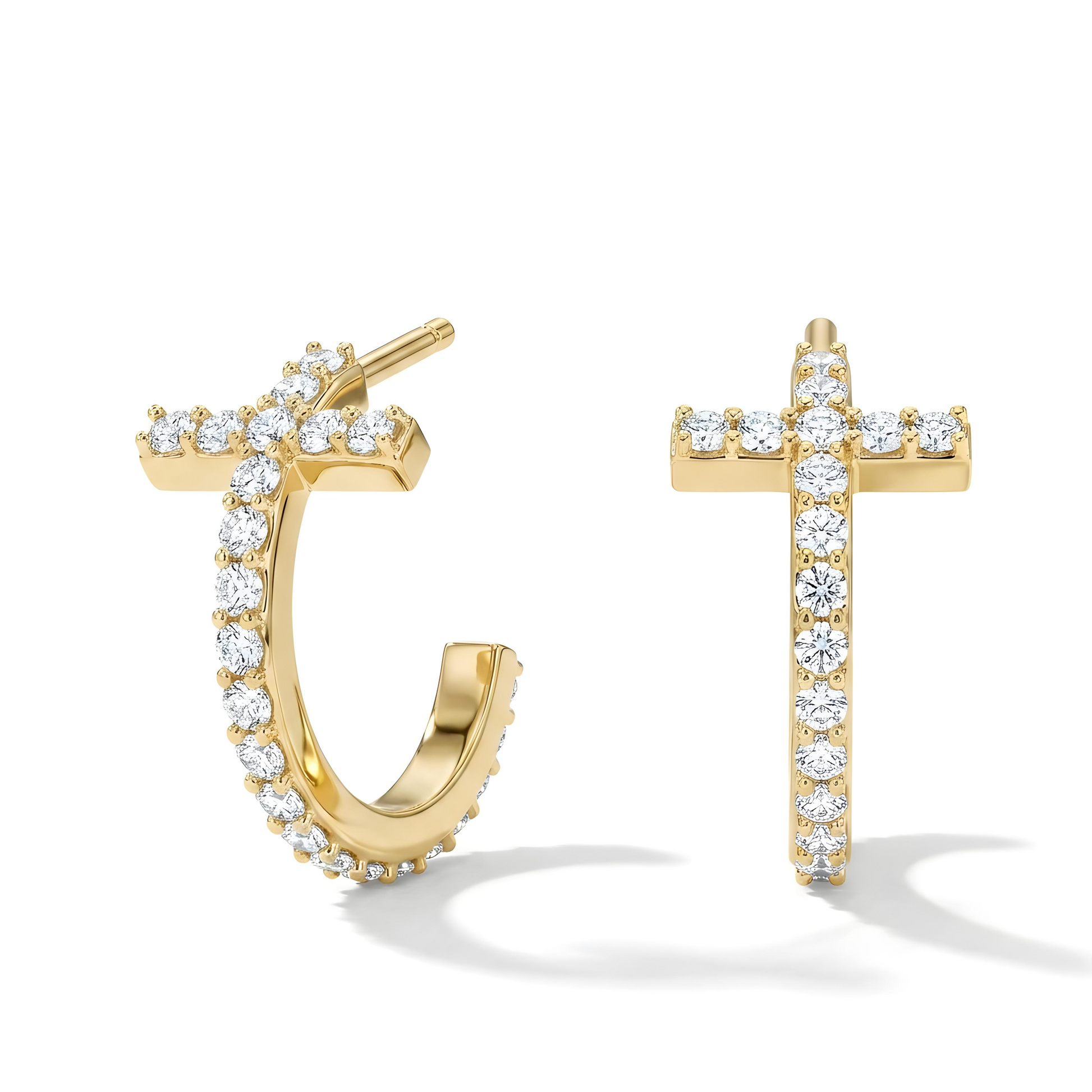 Diamond Cross Hoop Earrings