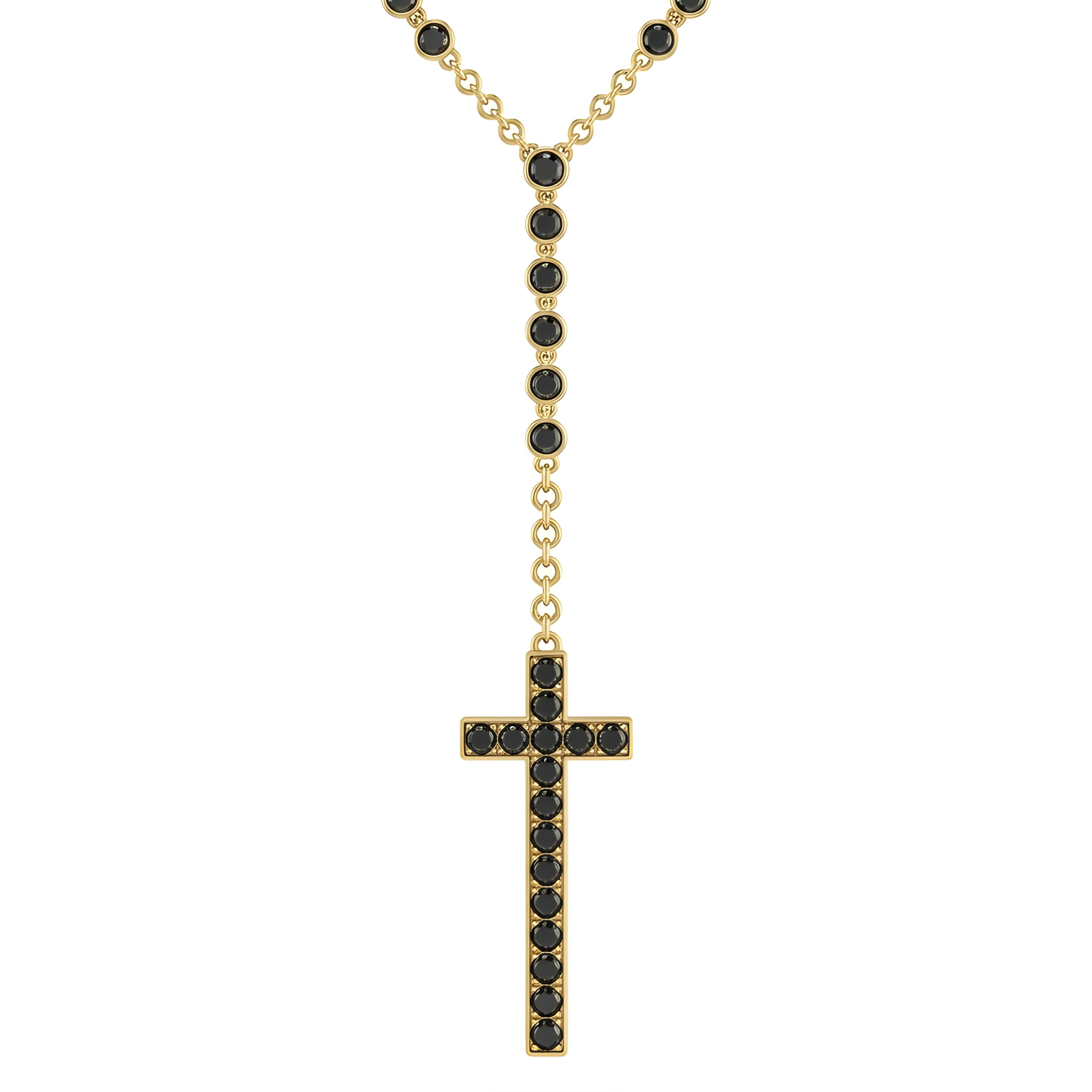 Black Diamond Drop Cross Necklace