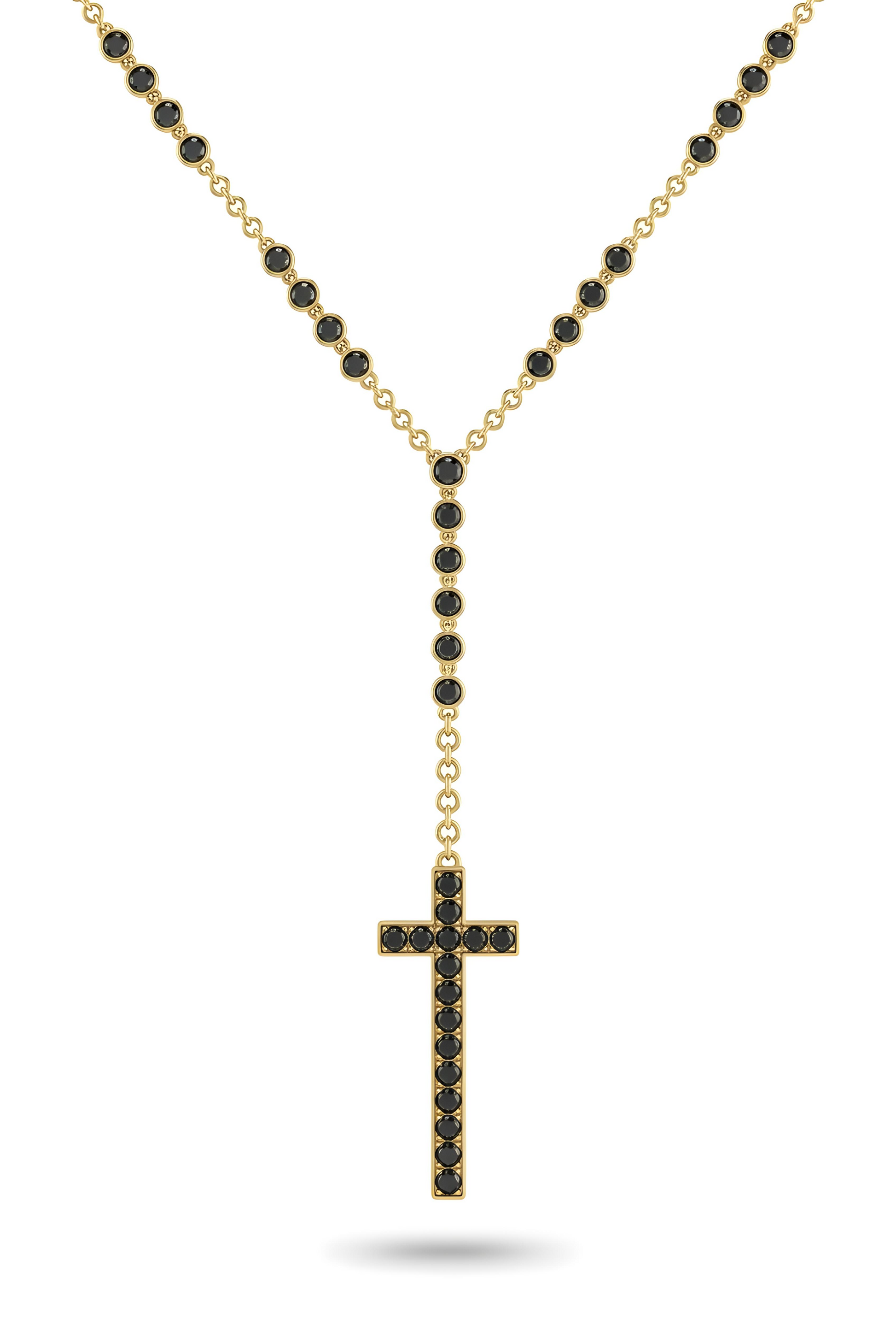 Black Diamond Drop Cross Necklace