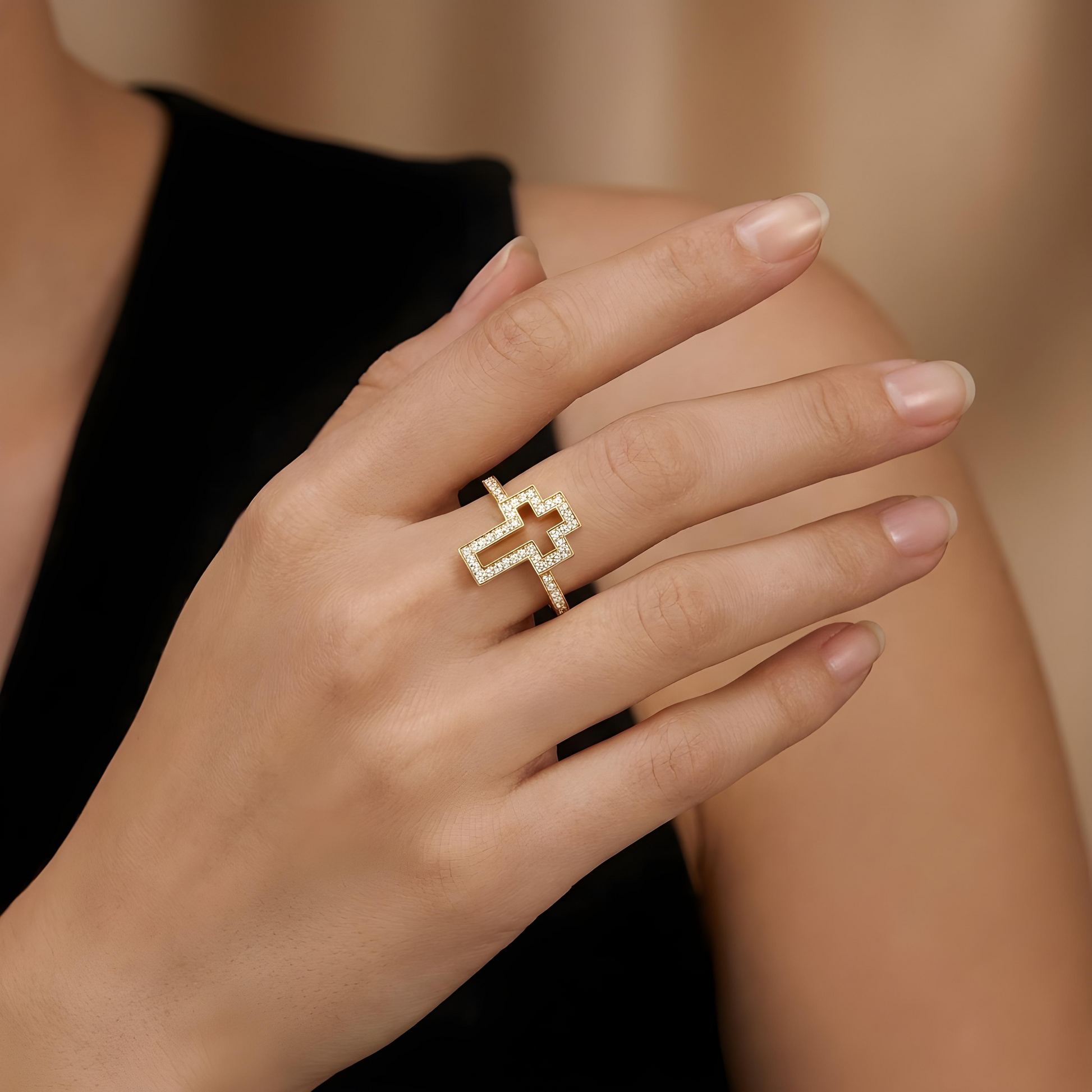 Diamond Cross Ring